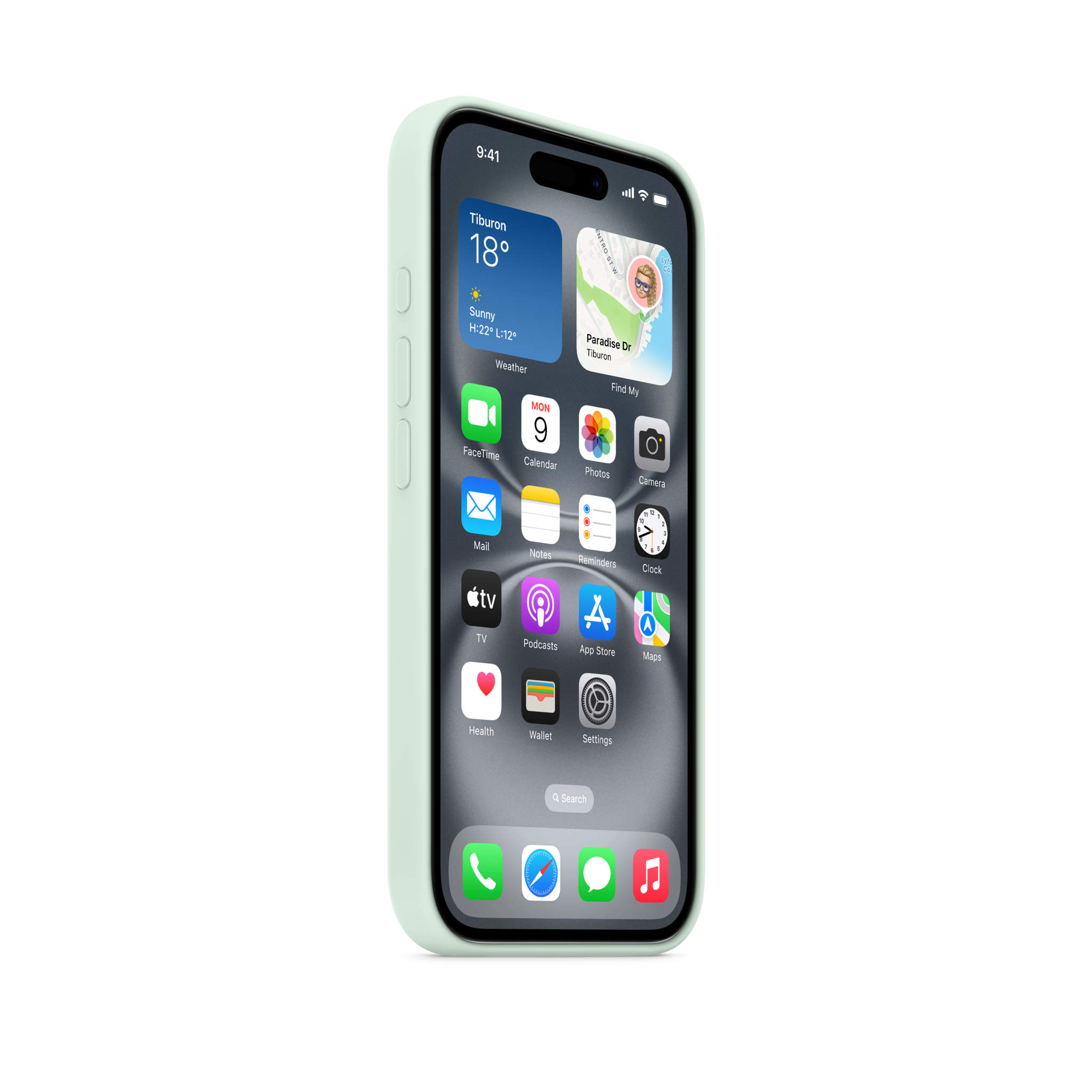 iPhone 16 Silicone Case with MagSafe — Aquamarine