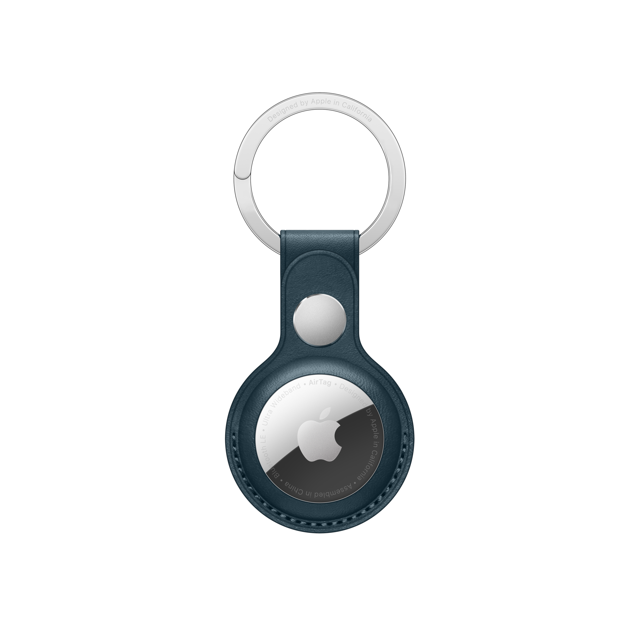 AirTag Leather Key Ring — Baltic Blue