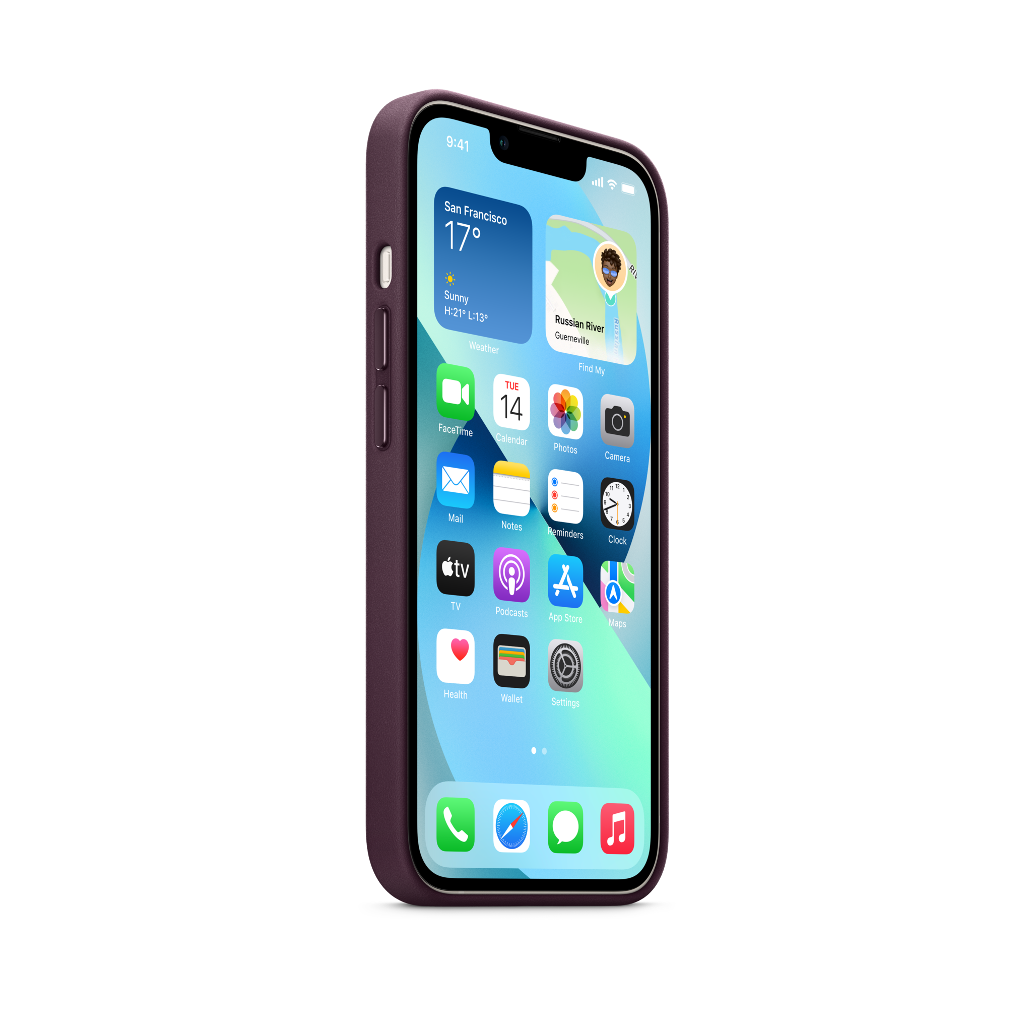 iPhone 13 Leather Case with MagSafe — Dark Cherry