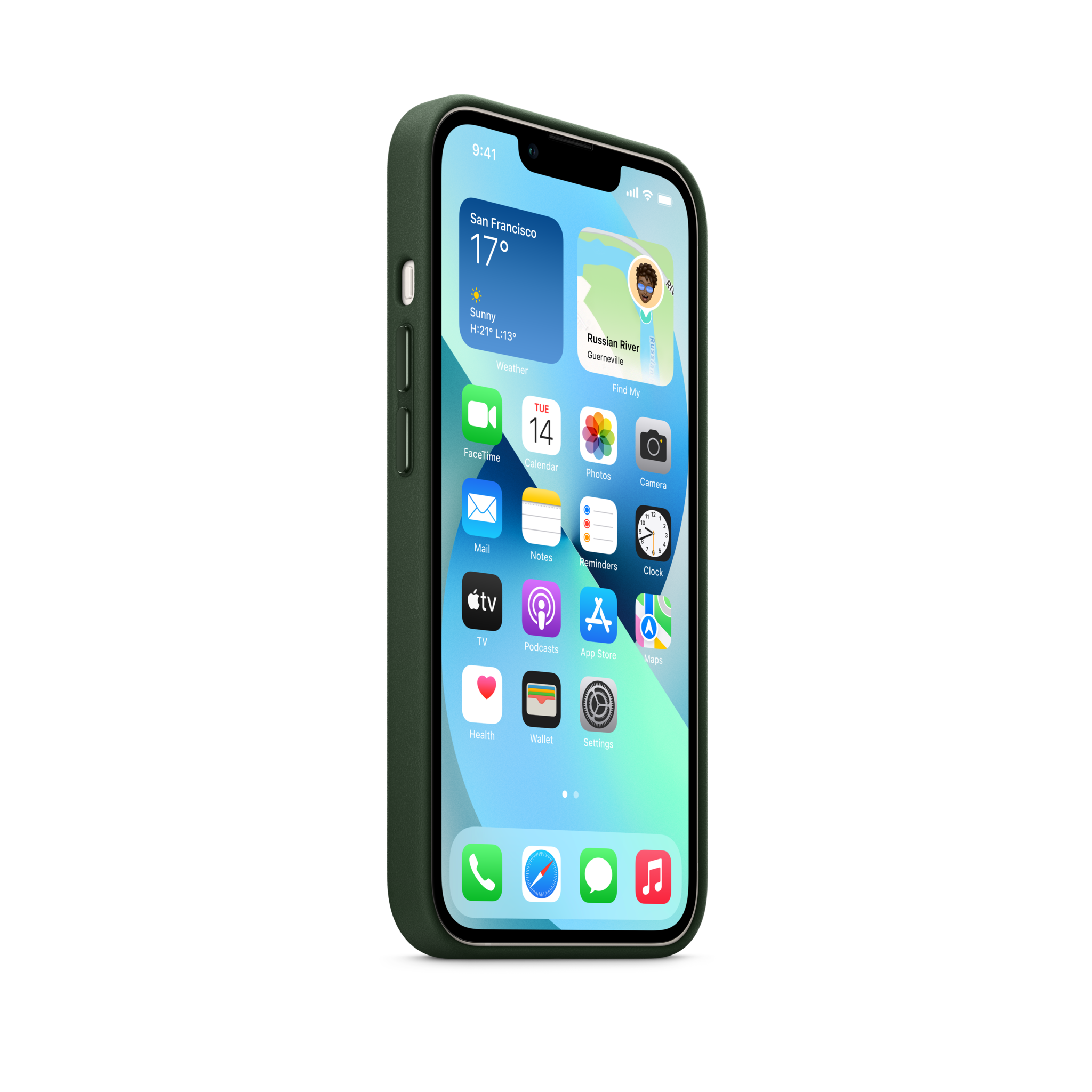 iPhone 13 Leather Case with MagSafe — Sequoia Green