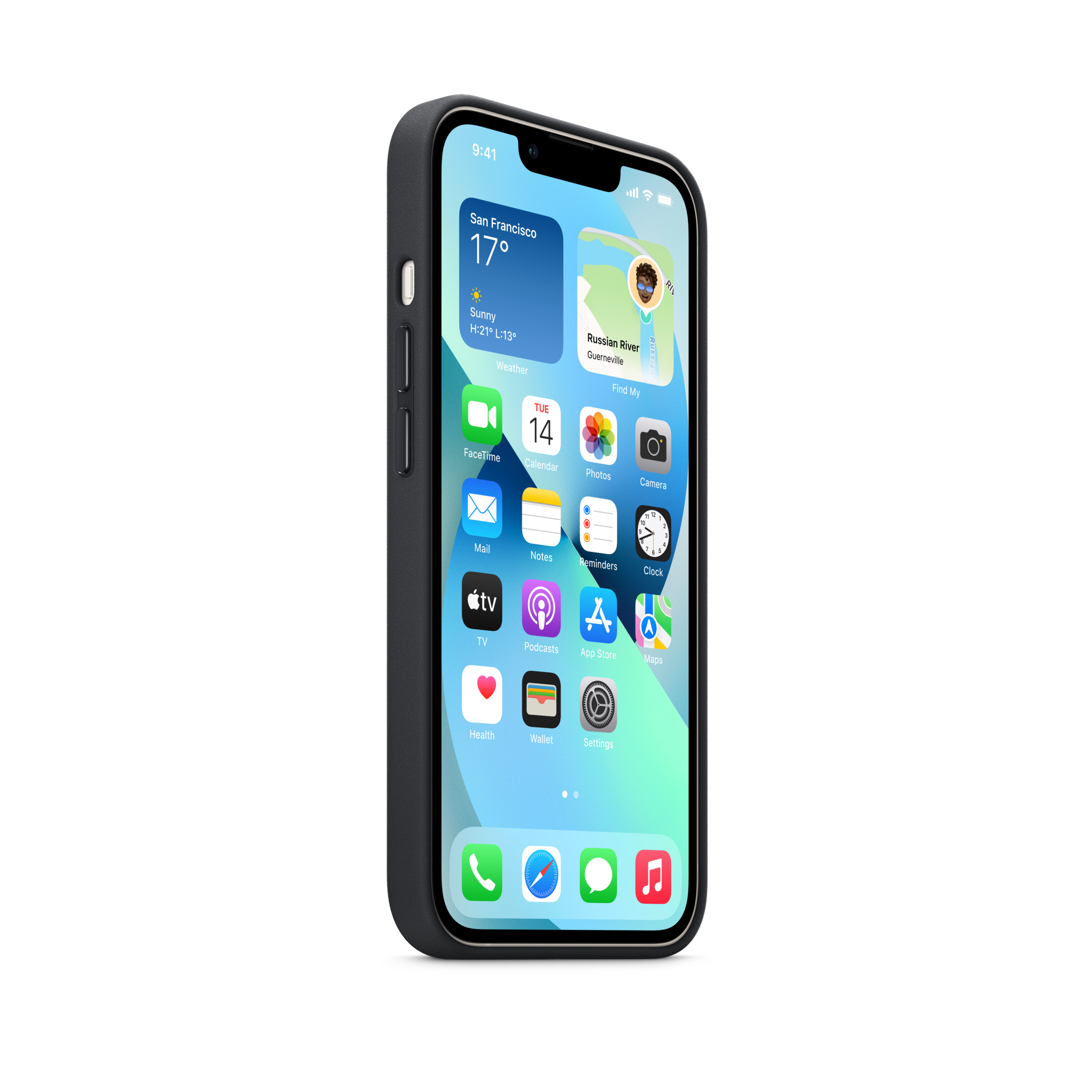 iPhone 13 Leather Case with MagSafe — Midnight