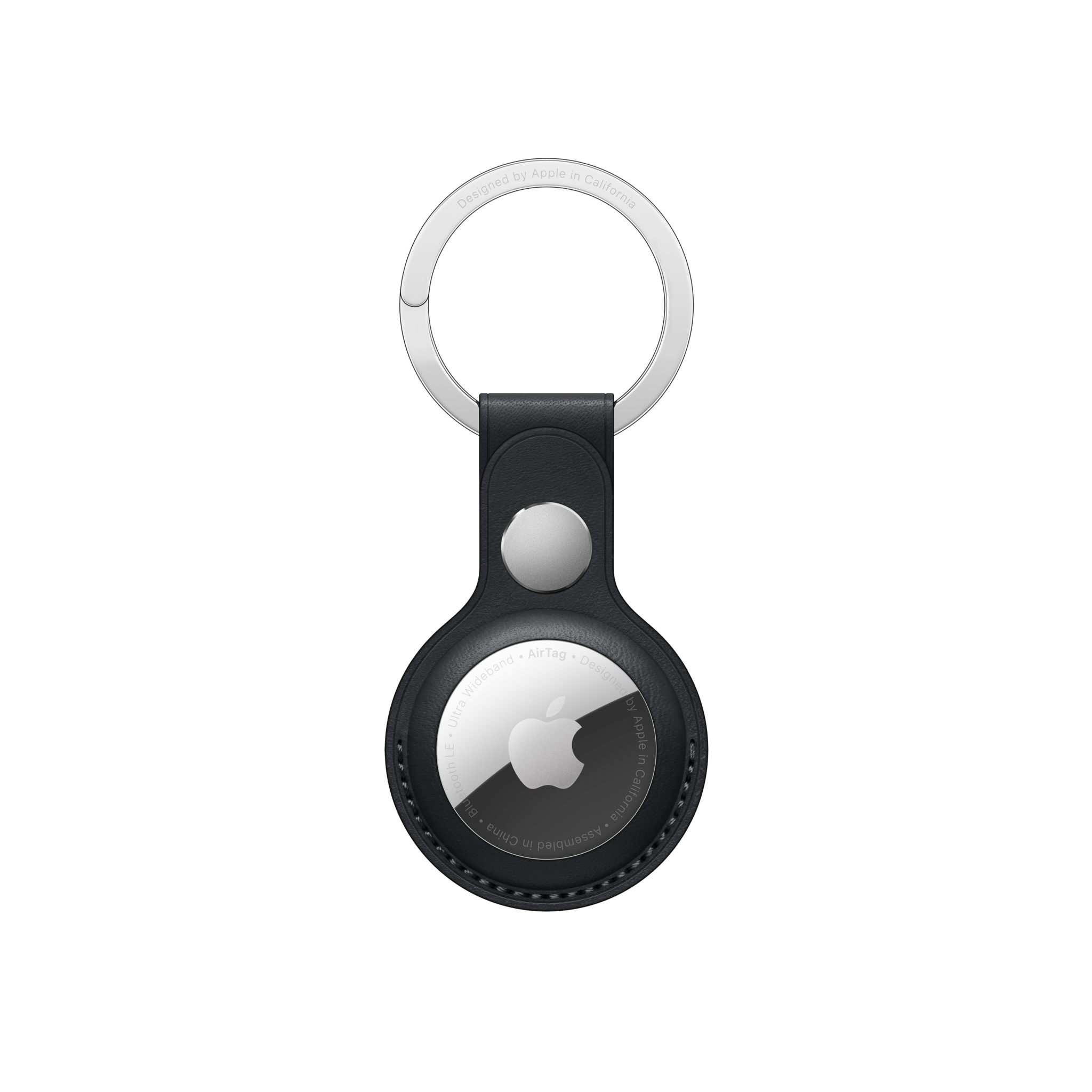 AirTag Leather Key Ring — Midnight