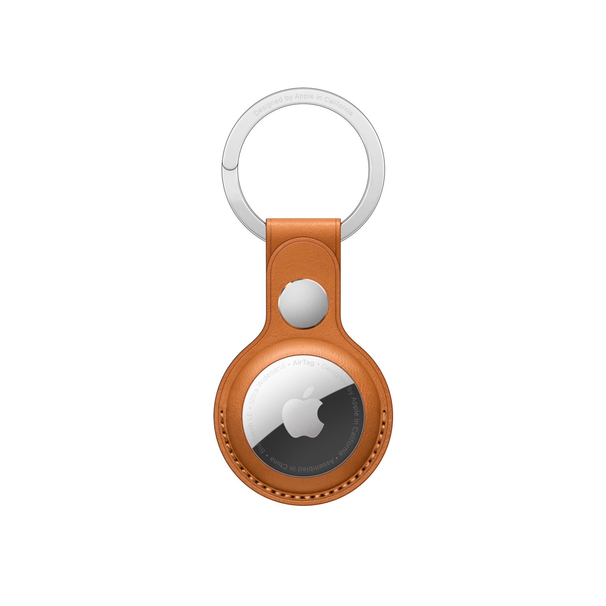 AirTag Leather Key Ring — Golden Brown