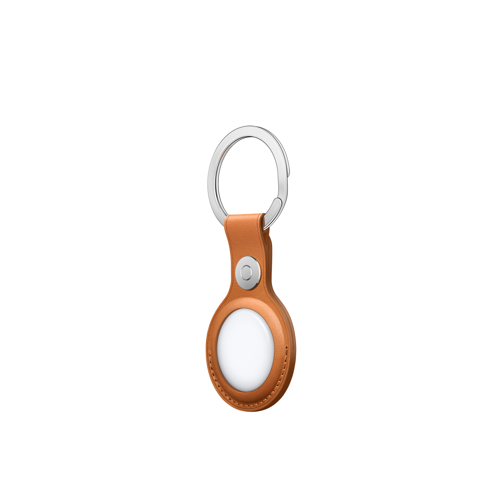 AirTag Leather Key Ring — Golden Brown