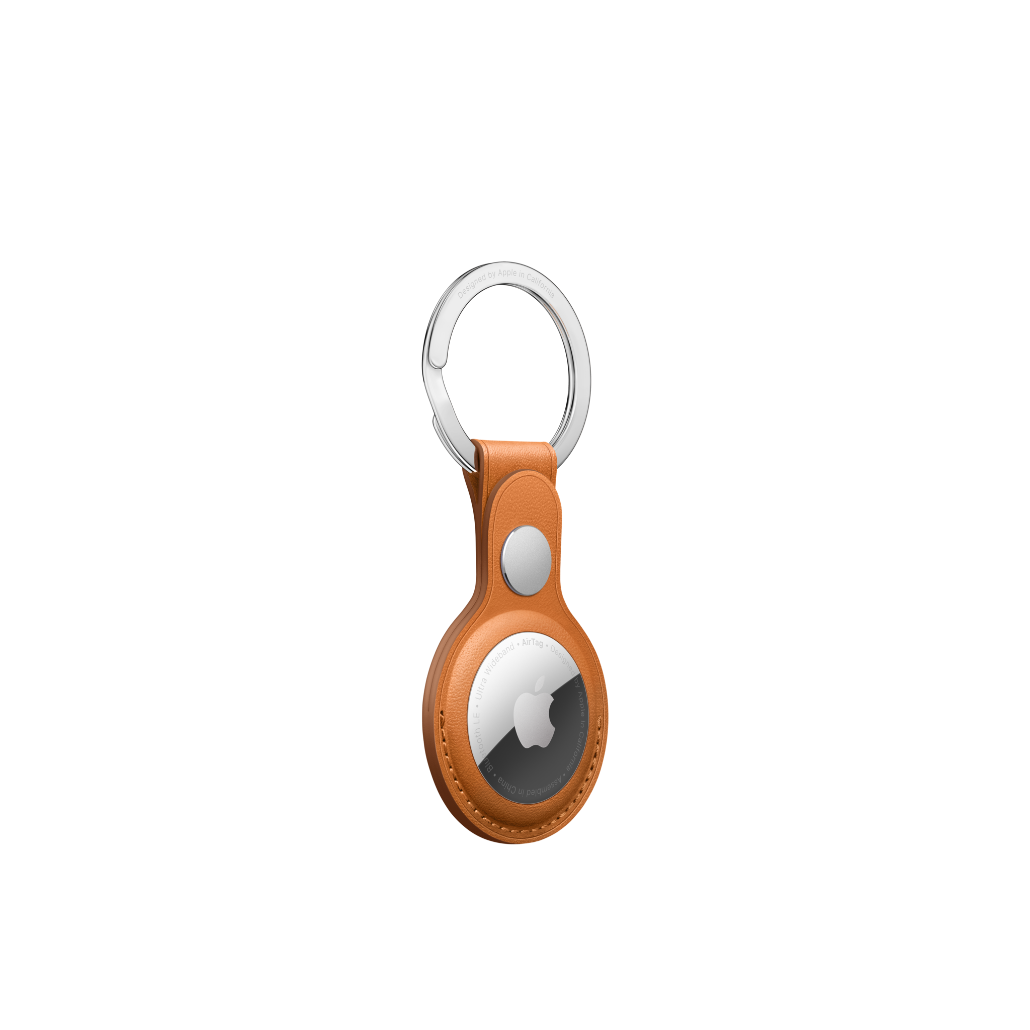 AirTag Leather Key Ring — Golden Brown