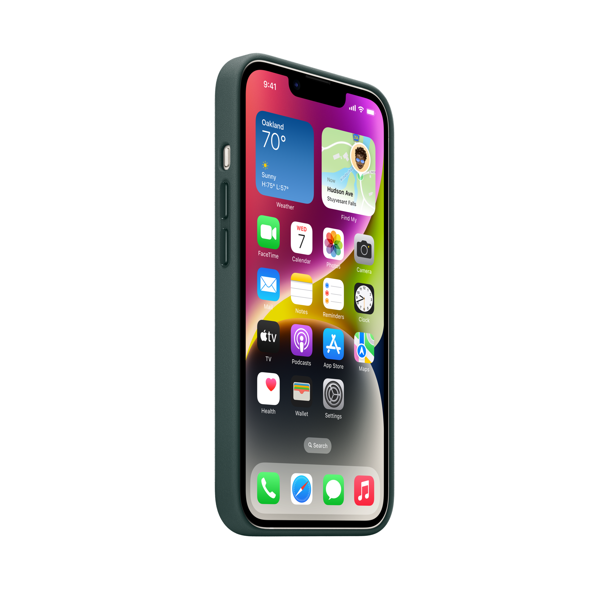 iPhone 14 Leather Case with MagSafe — Forest Green