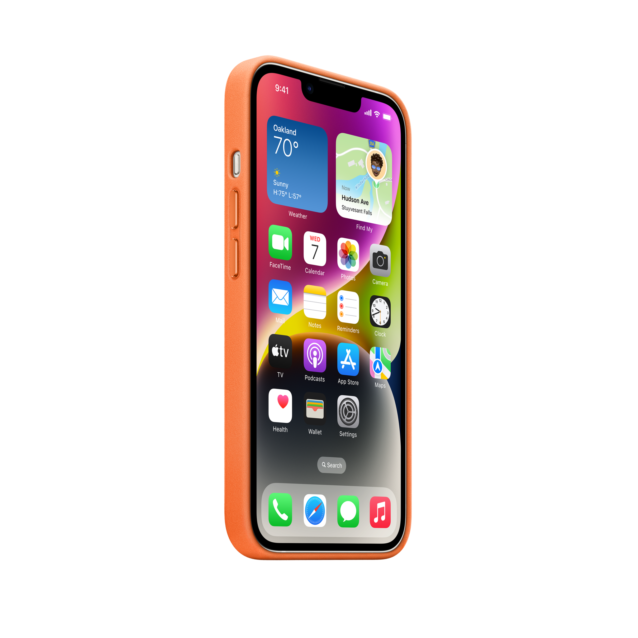 iPhone 14 Leather Case with MagSafe — Orange