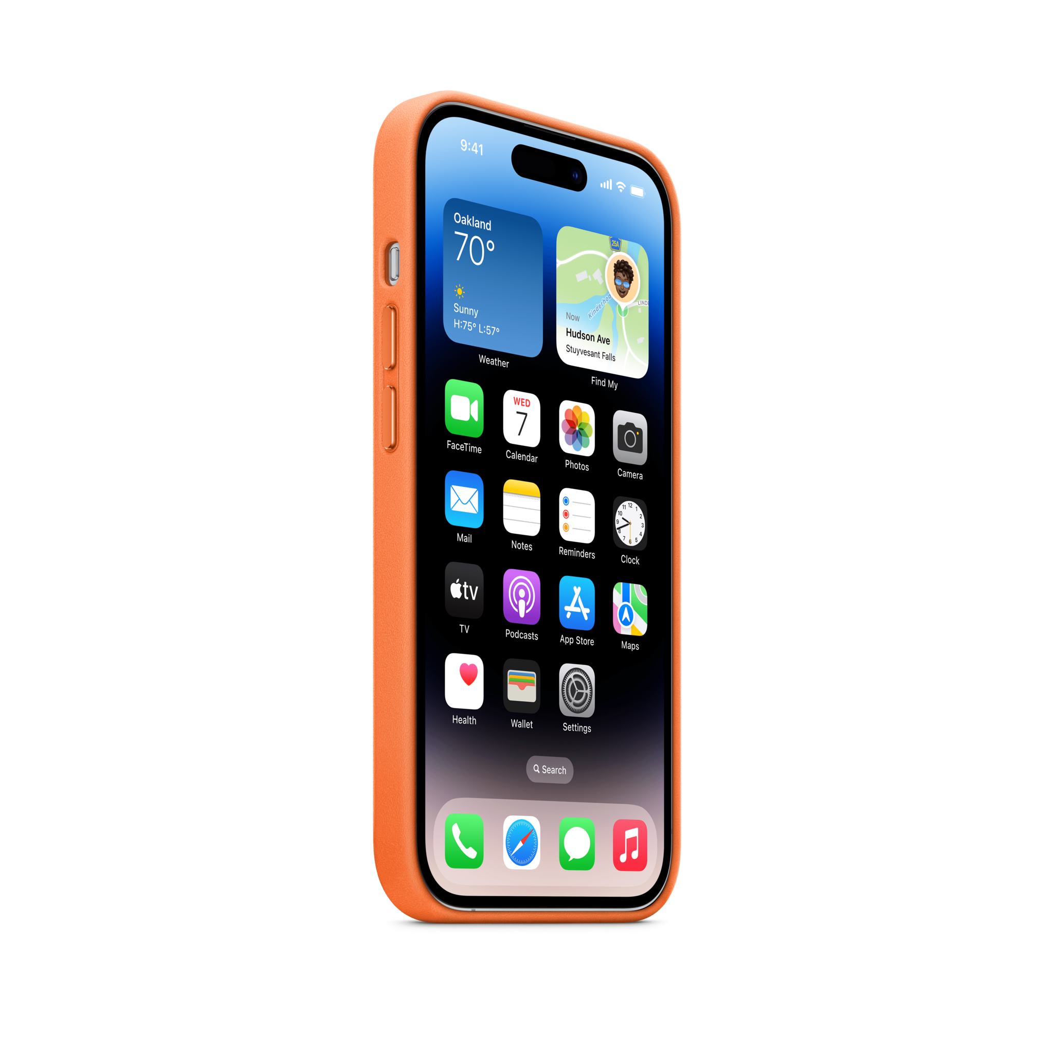 iPhone 14 Pro Leather Case with MagSafe — Orange