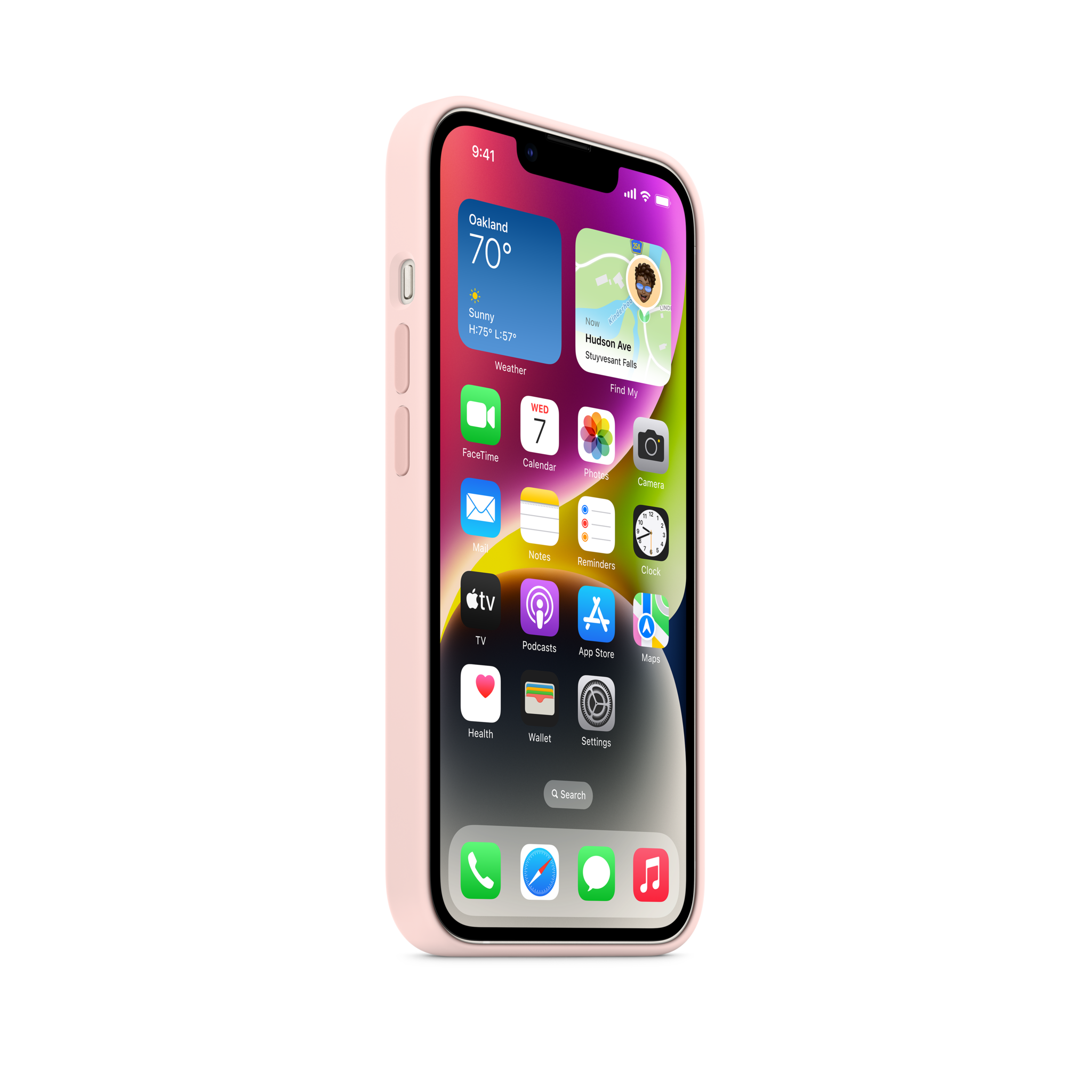 iPhone 14 Silicone Case with MagSafe — Chalk Pink