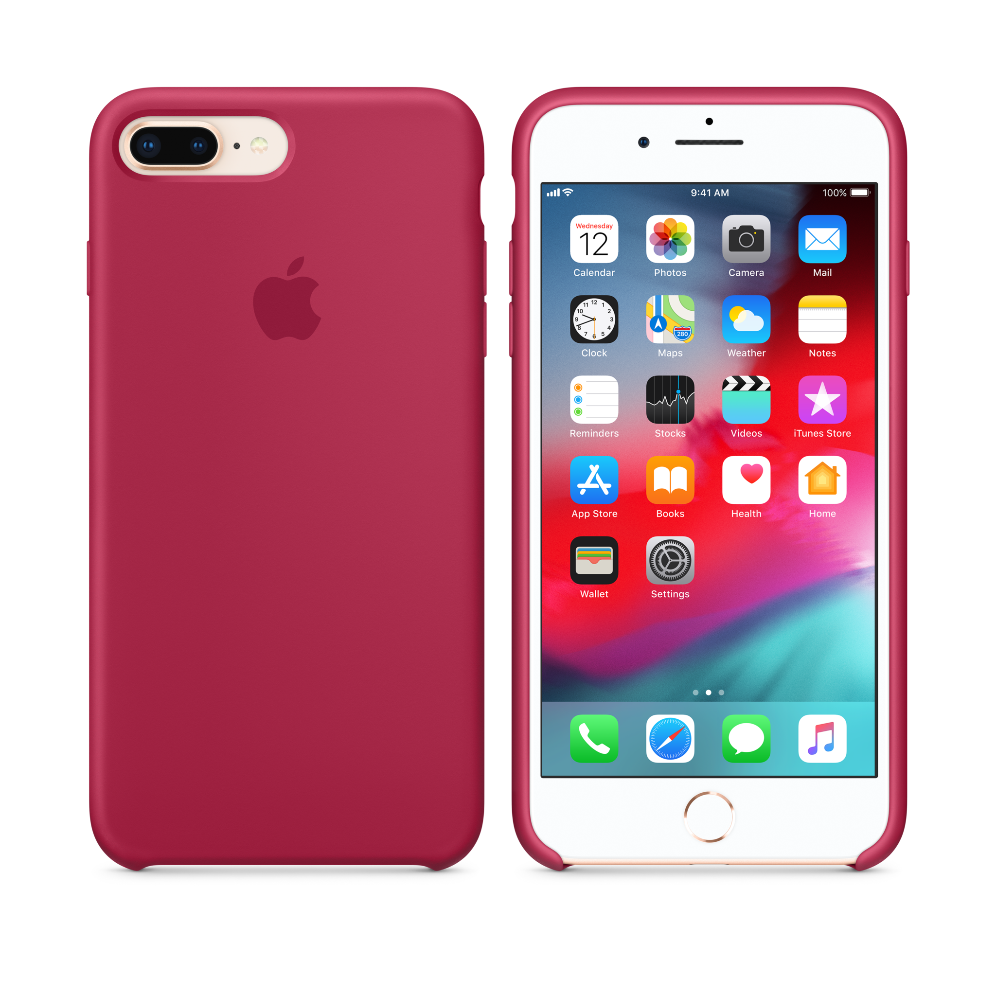 iPhone 8 Plus / 7 Plus Silicone Case — Rose Red