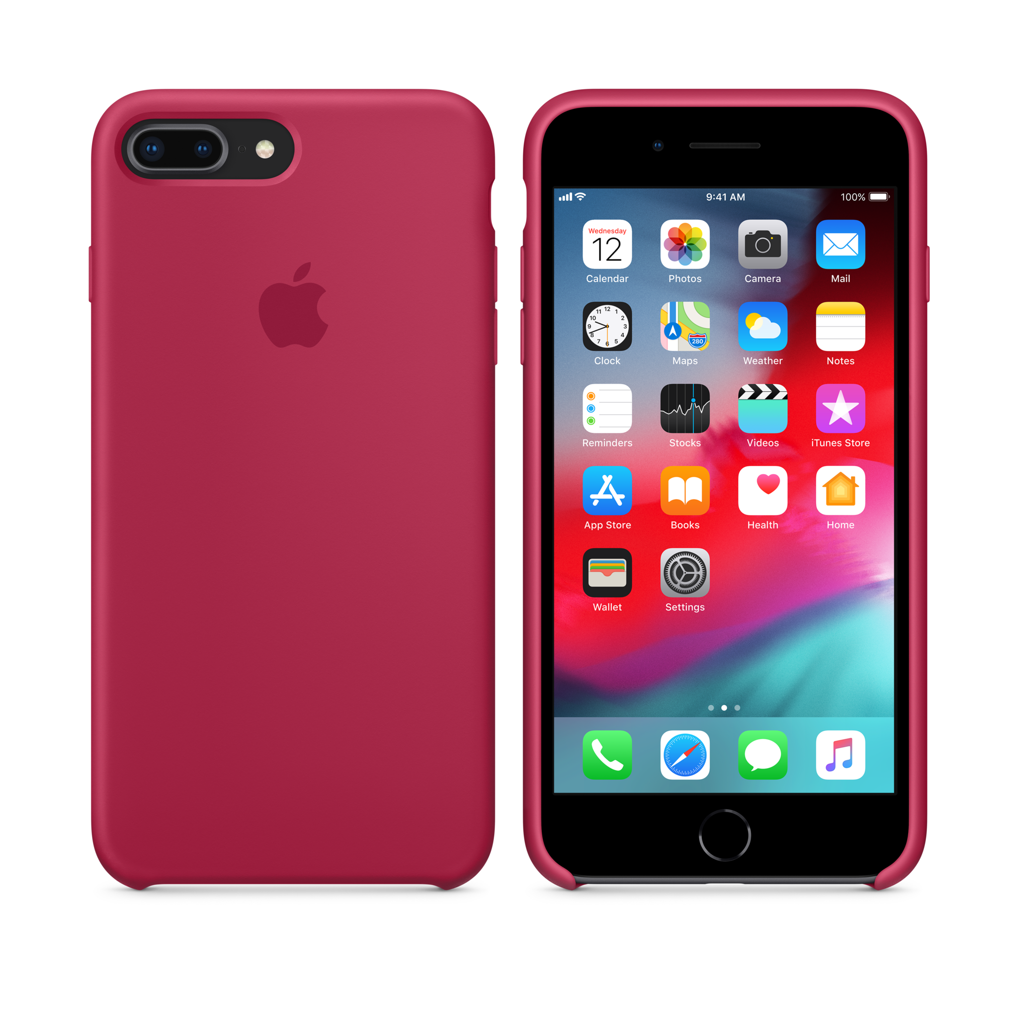 iPhone 8 Plus / 7 Plus Silicone Case — Rose Red