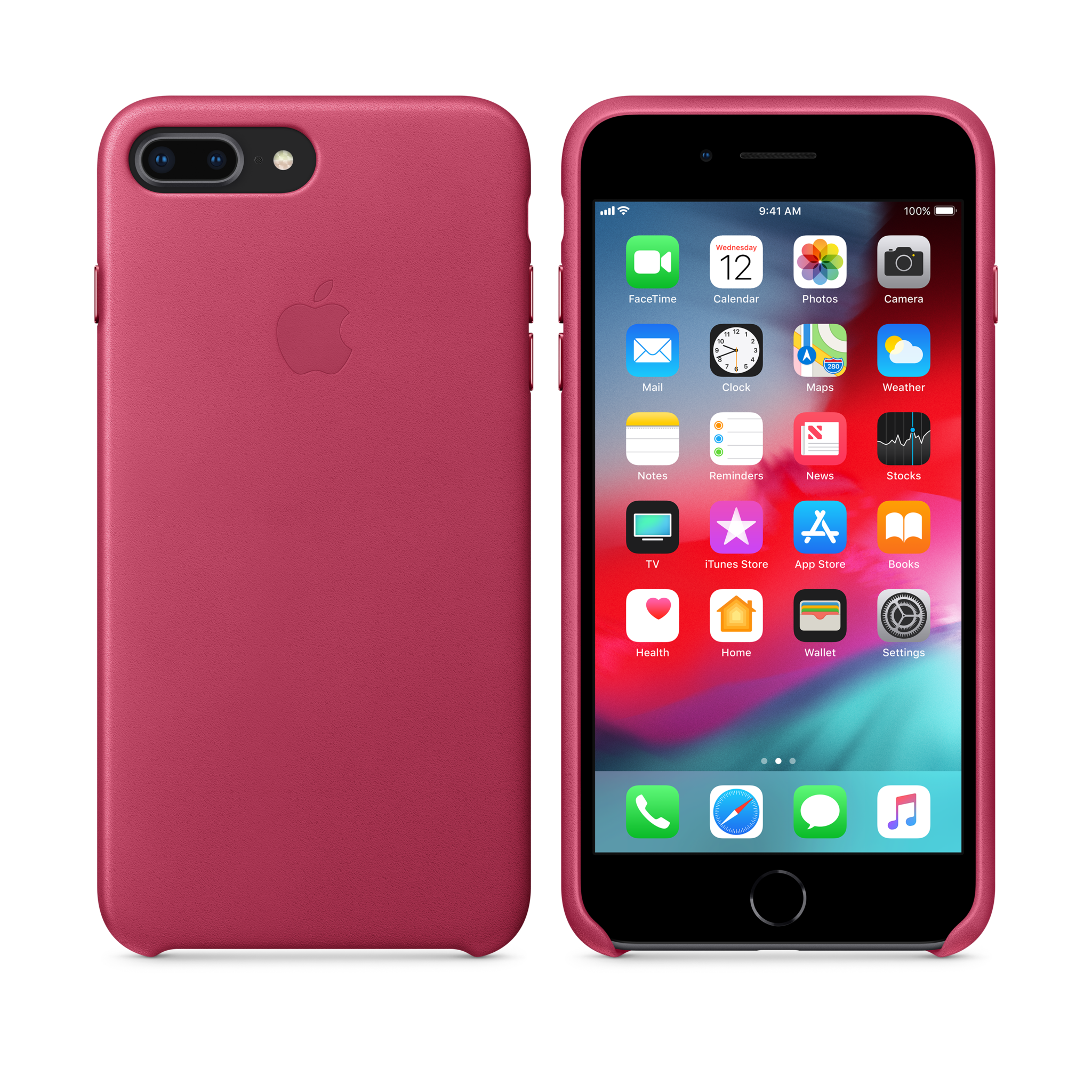 iPhone 8 Plus / 7 Plus Leather Case — Pink Fuchsia