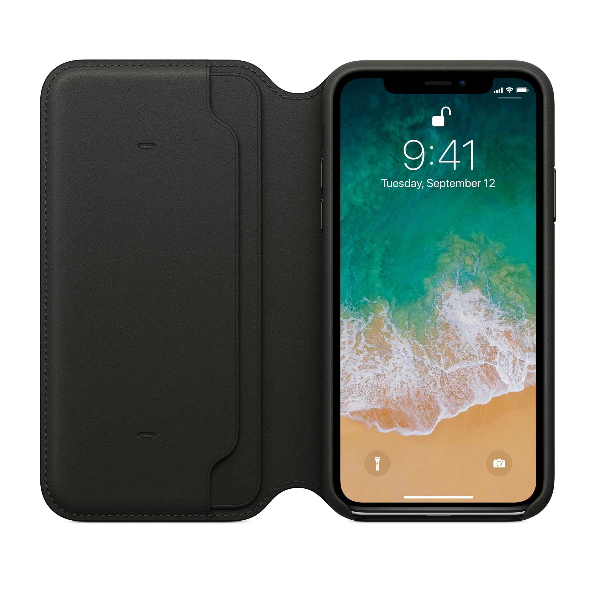 iPhone X Leather Folio — Black