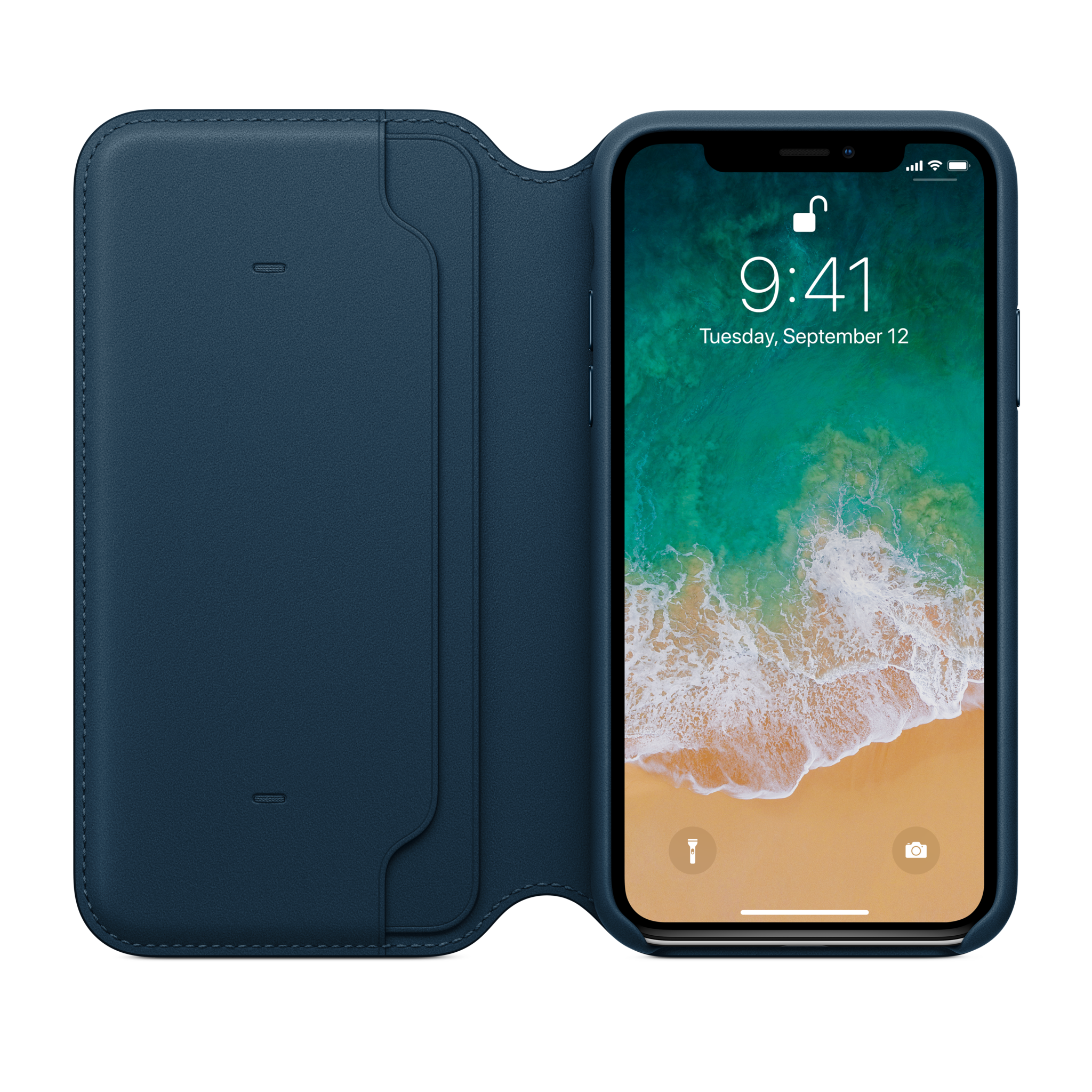 iPhone X Leather Folio — Cosmos Blue