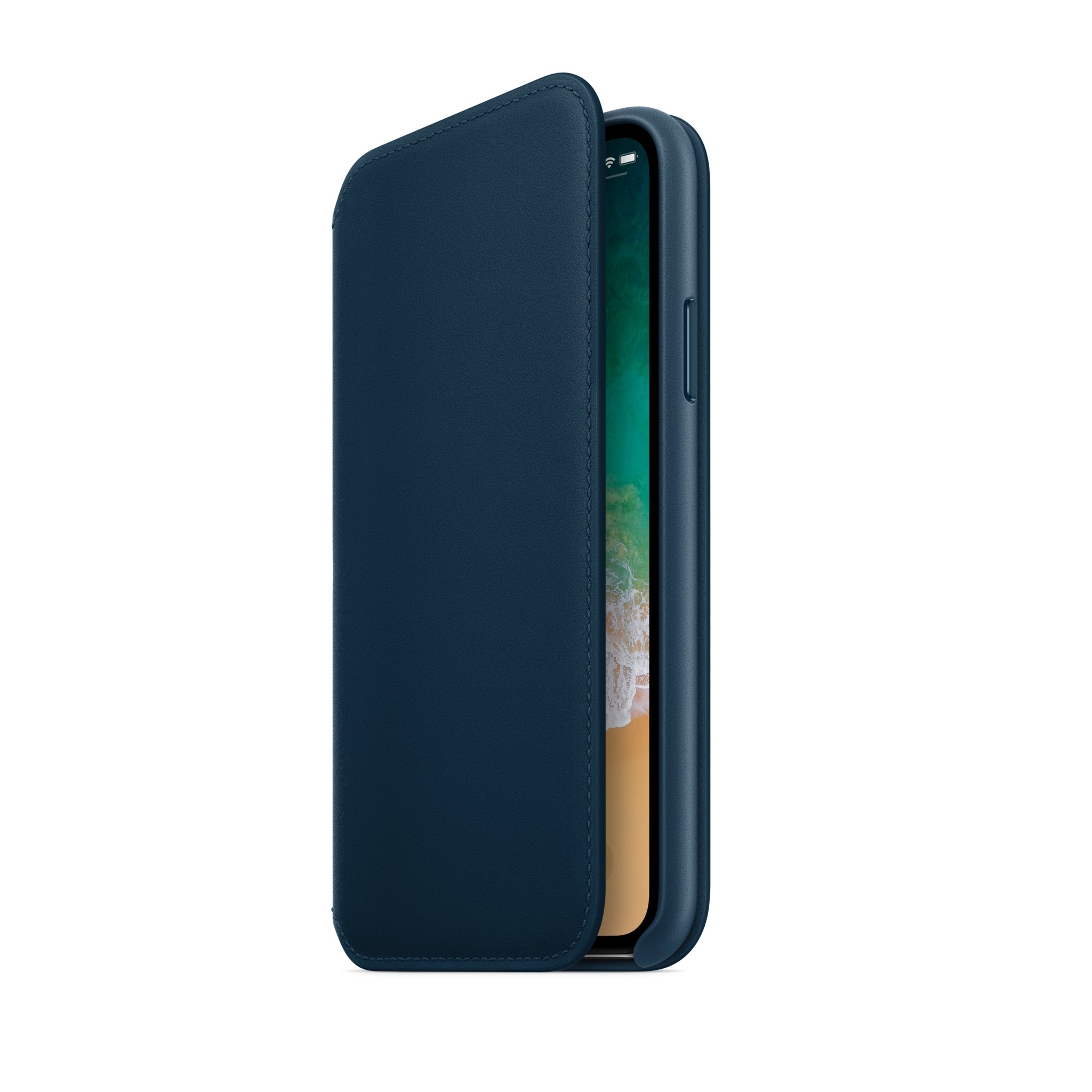 iPhone X Leather Folio — Cosmos Blue