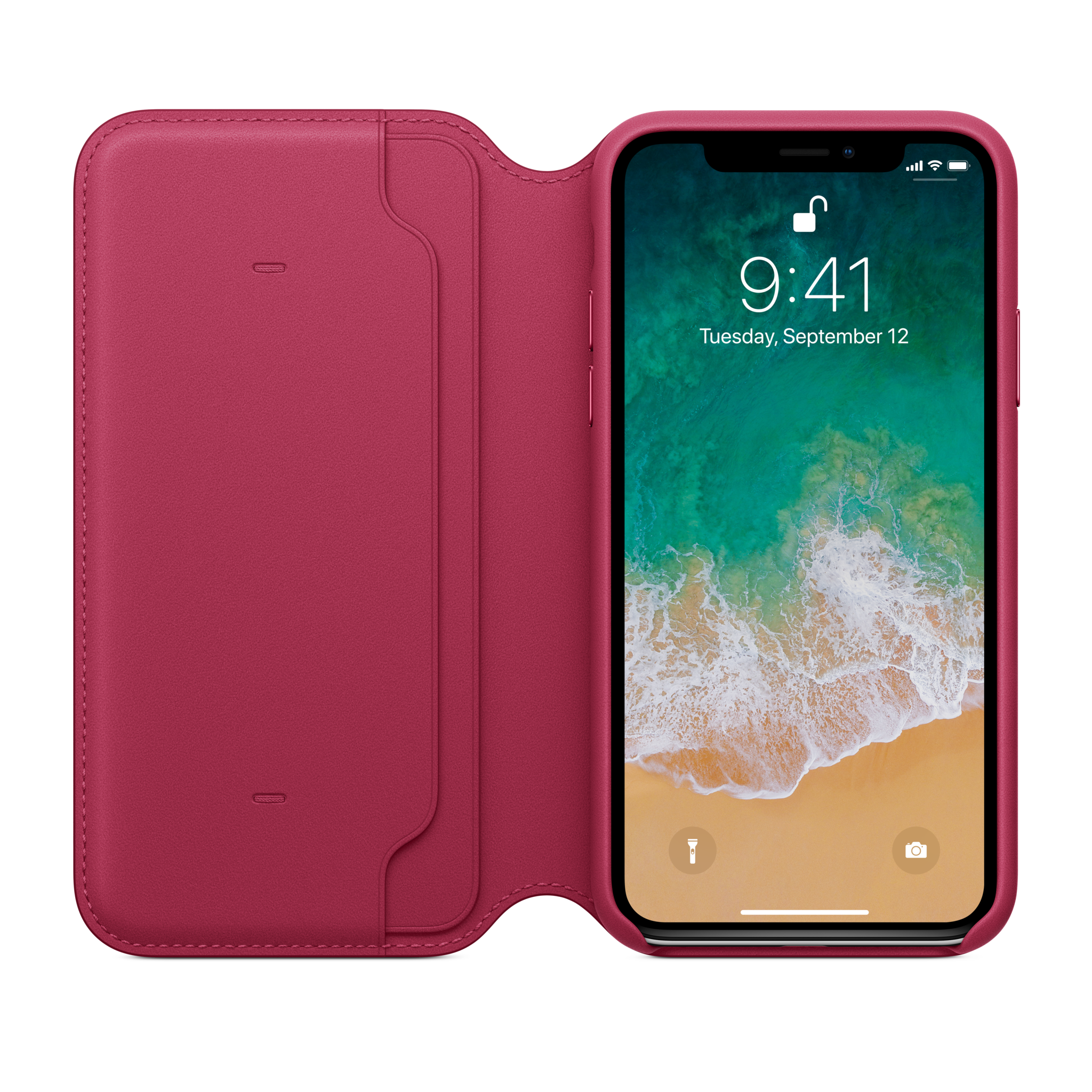 iPhone X Leather Folio — Berry