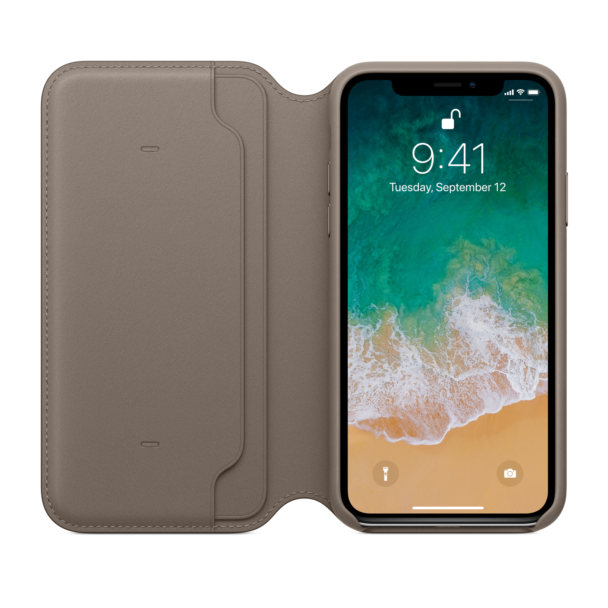 iPhone X Leather Folio — Taupe