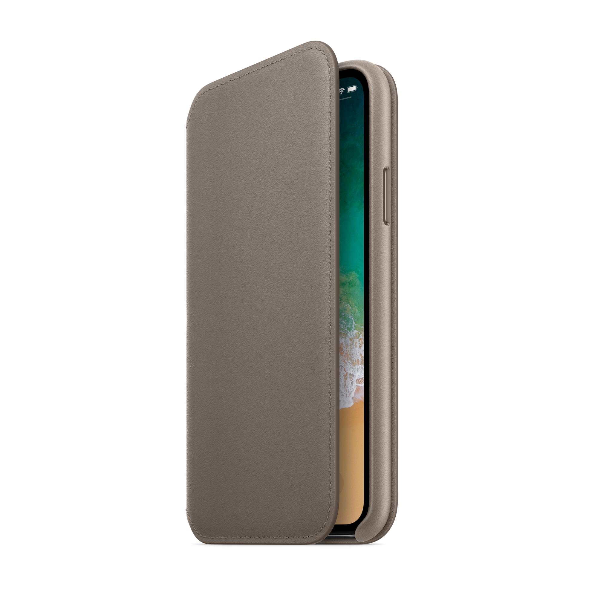 iPhone X Leather Folio — Taupe