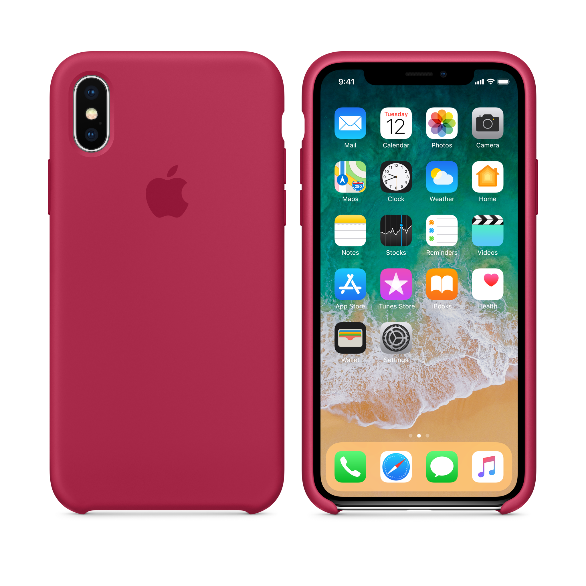 iPhone X Silicone Case — Rose Red