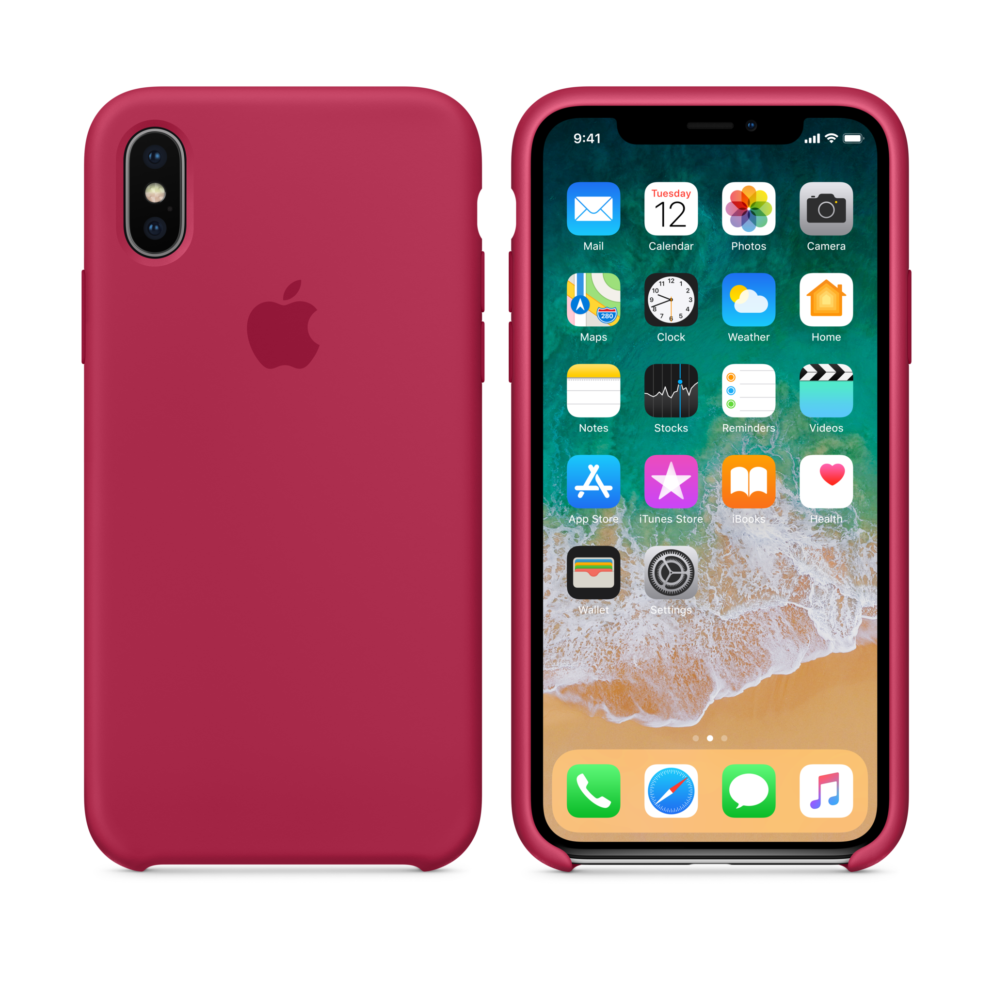 iPhone X Silicone Case — Rose Red