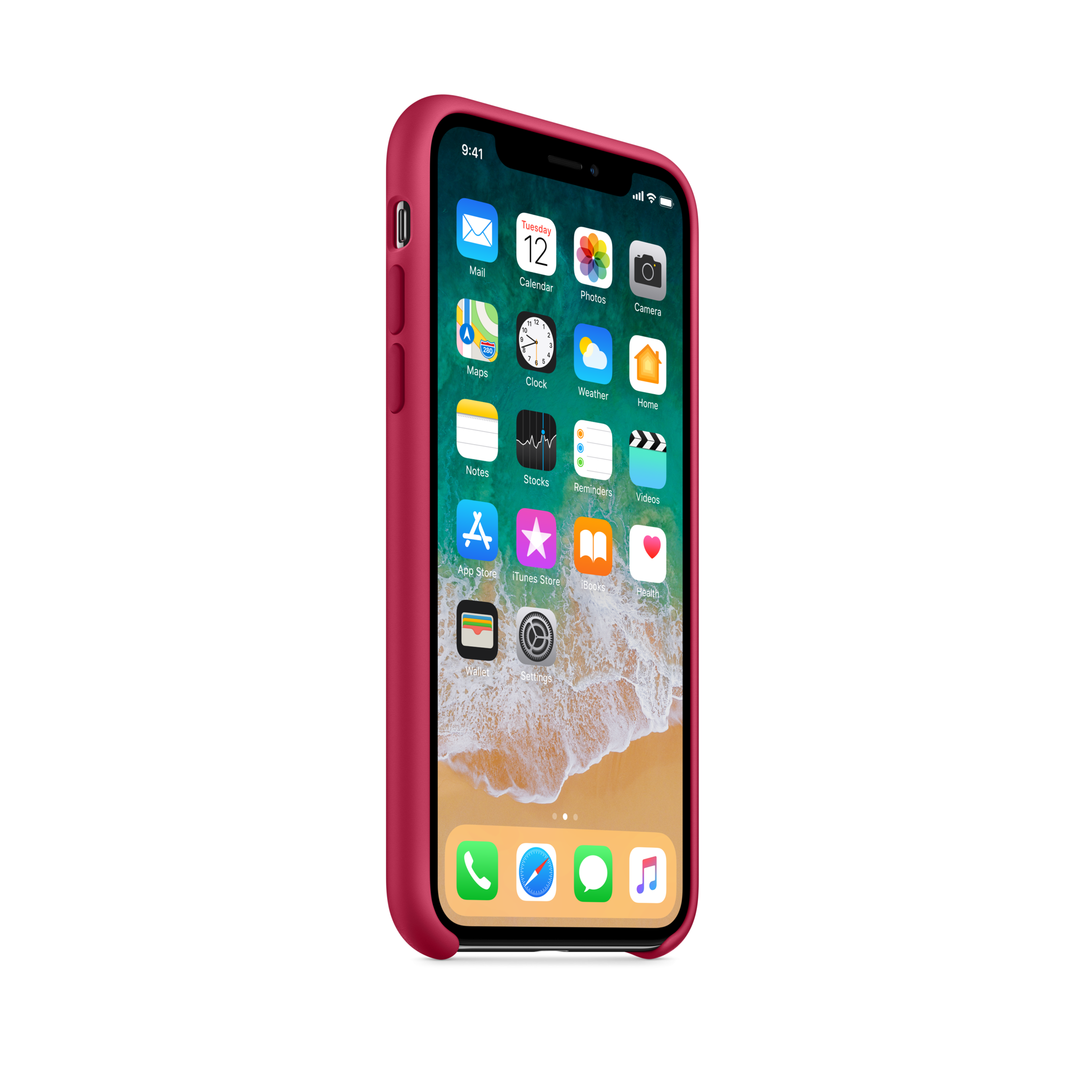 iPhone X Silicone Case — Rose Red