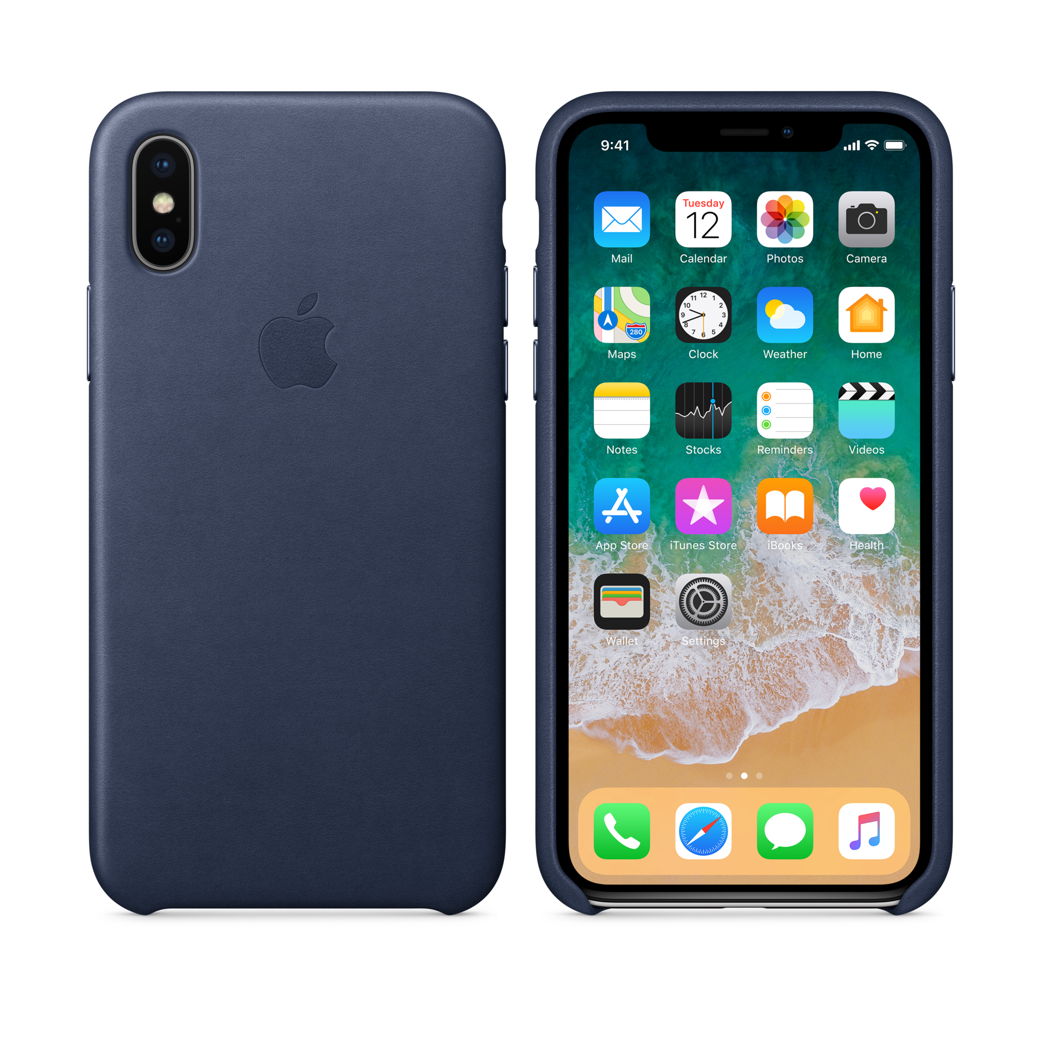 iPhone X Leather Case — Midnight Blue