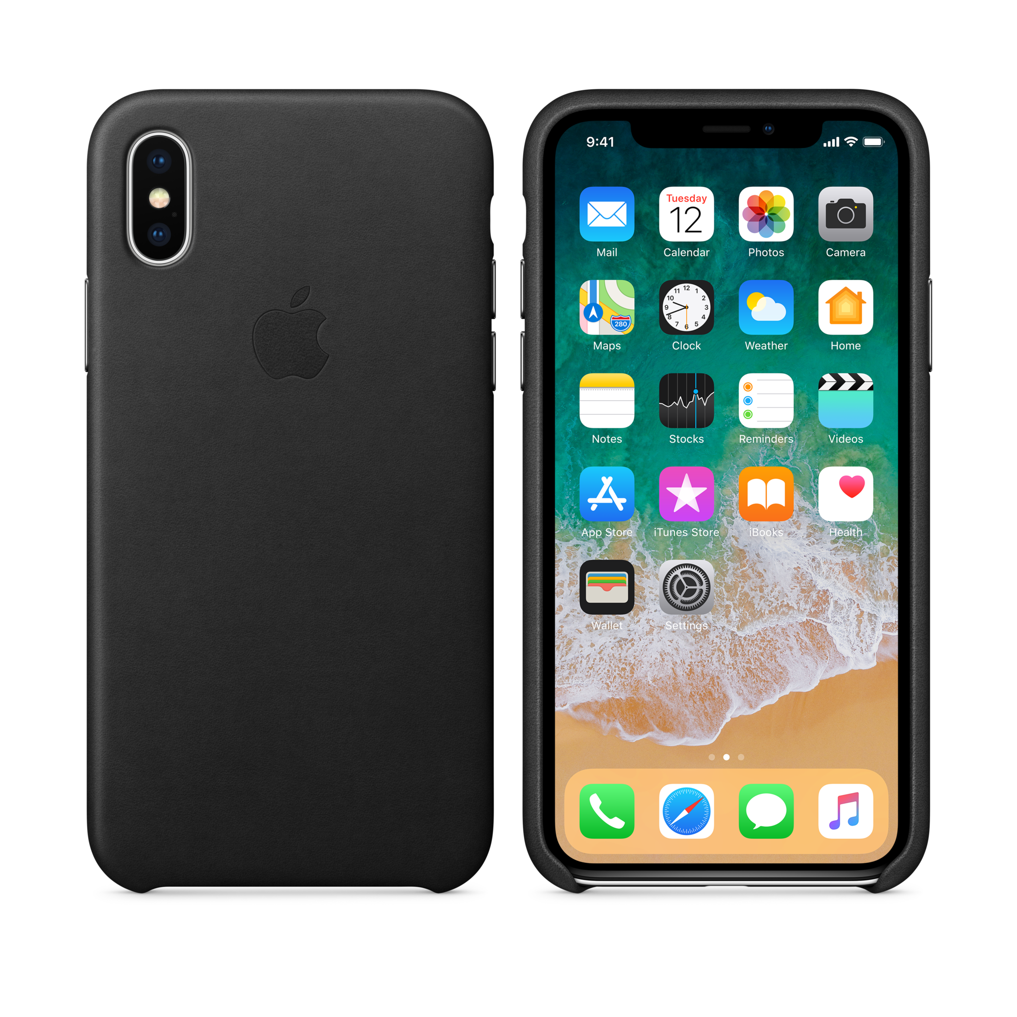 iPhone X Leather Case — Black