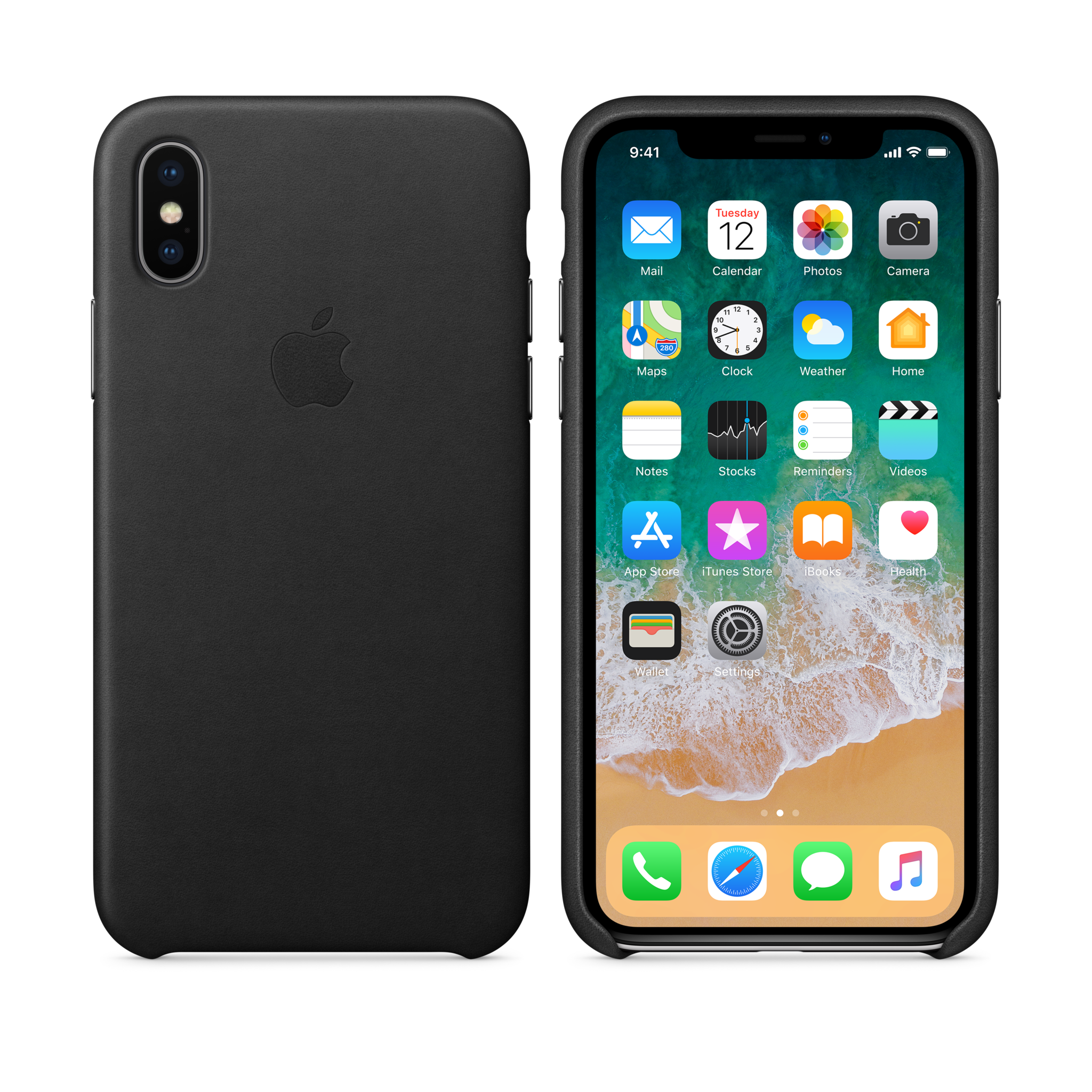 iPhone X Leather Case — Black