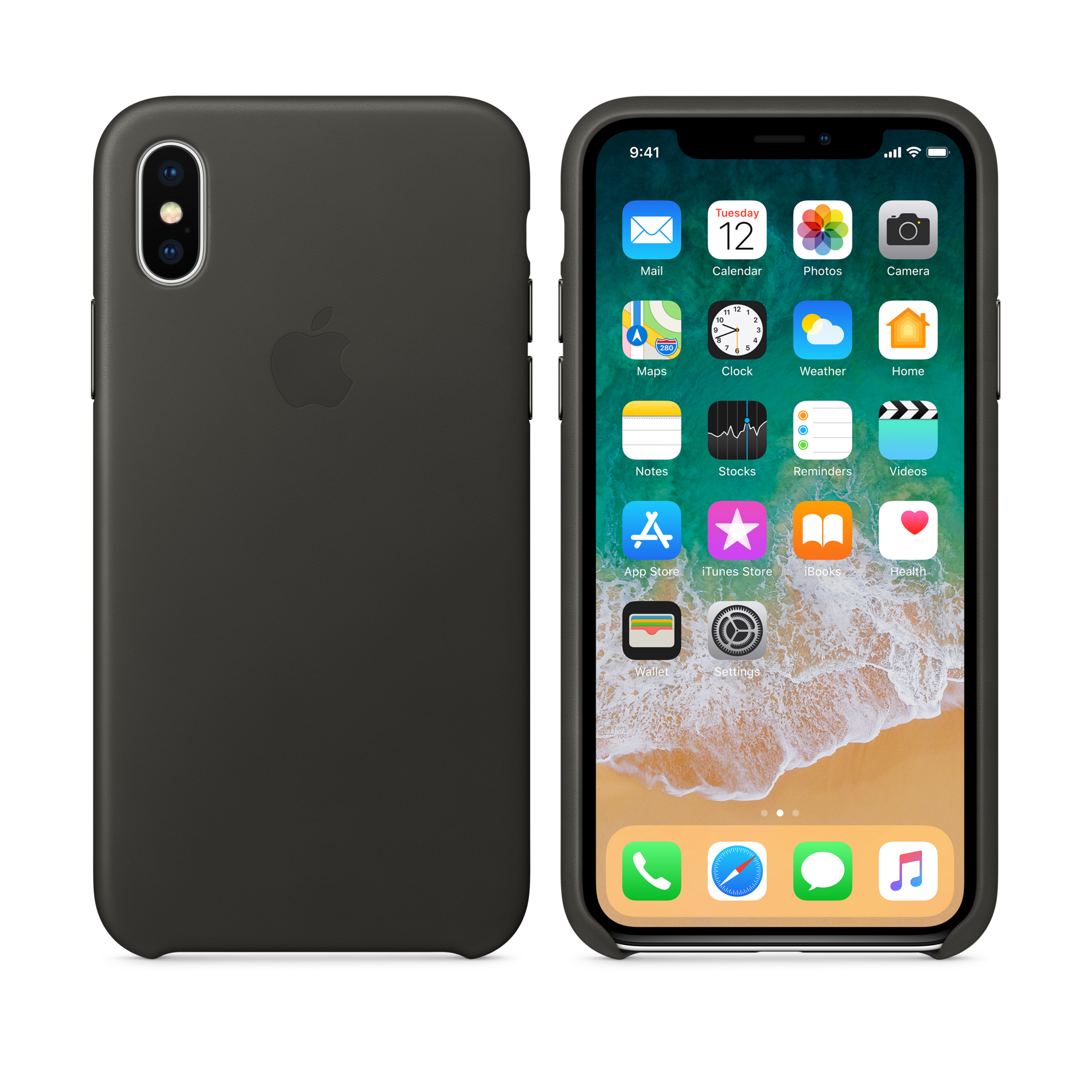 iPhone X Leather Case — Charcoal Gray