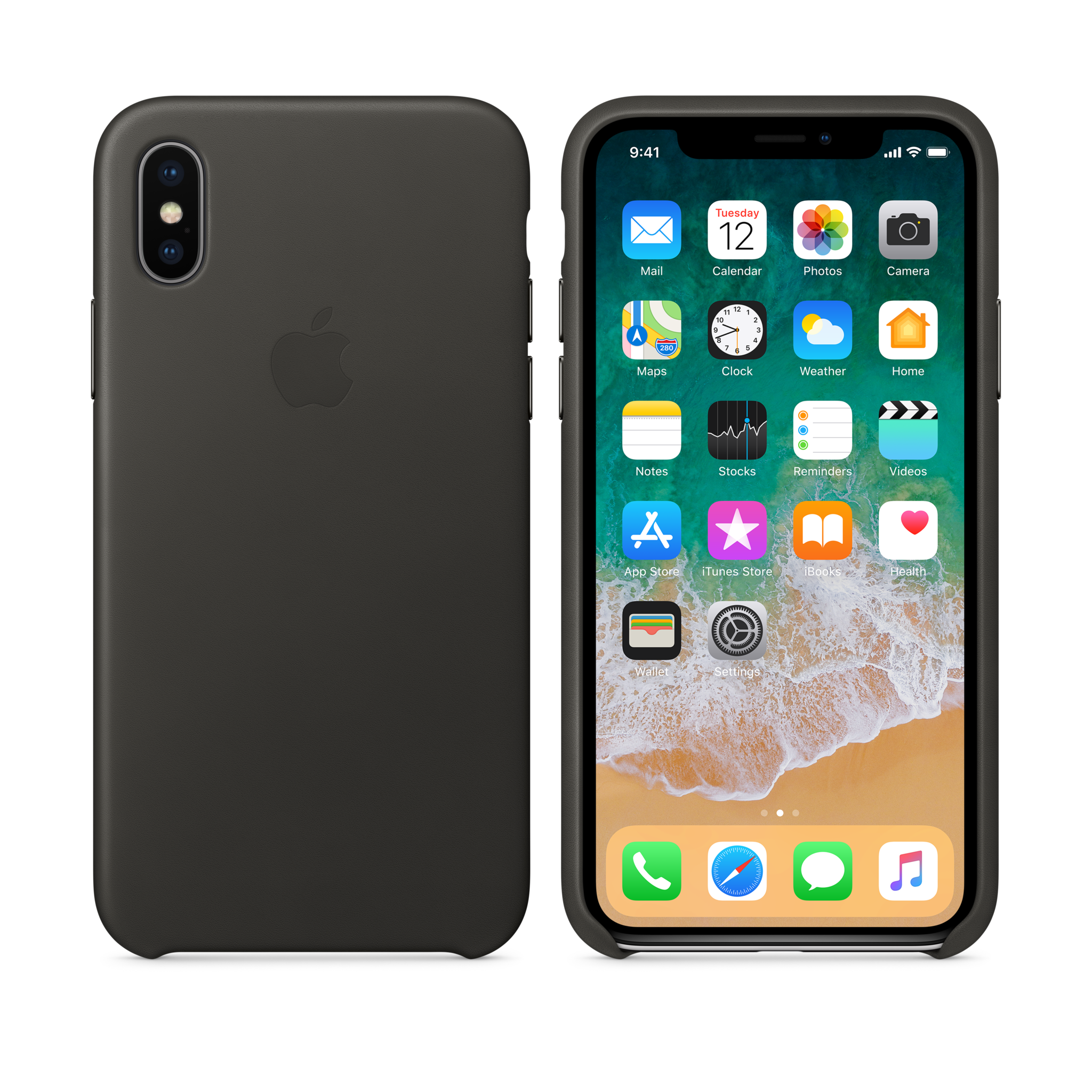 iPhone X Leather Case — Charcoal Gray