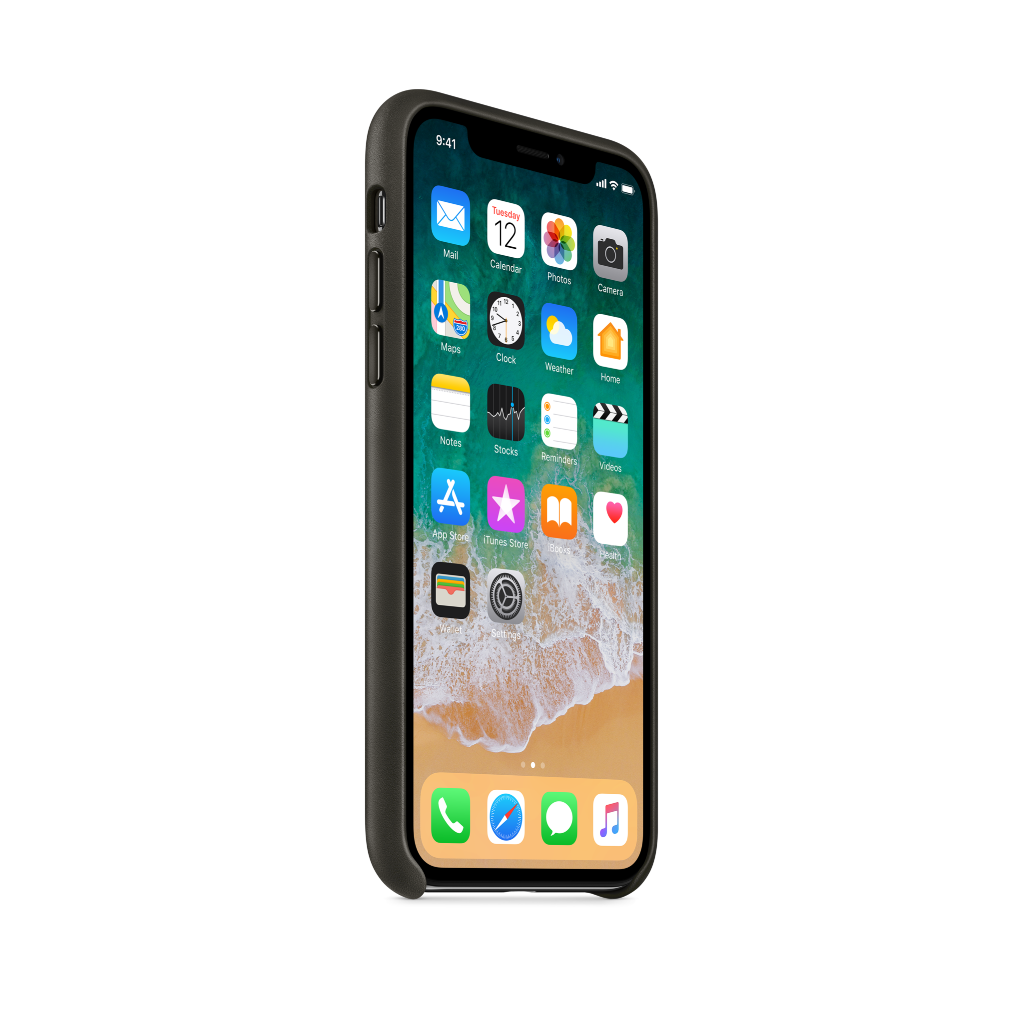 iPhone X Leather Case — Charcoal Gray