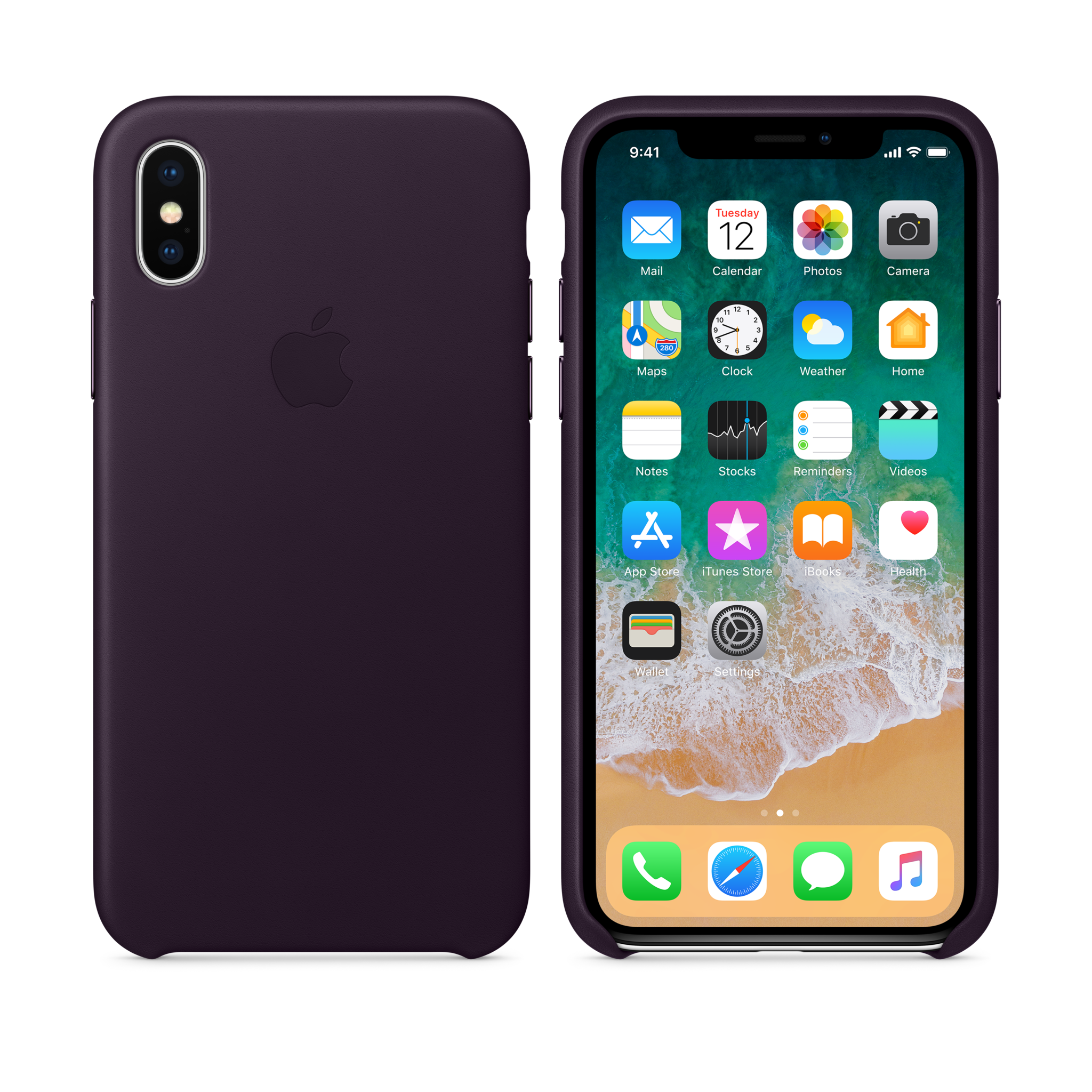 iPhone X Leather Case — Dark Aubergine