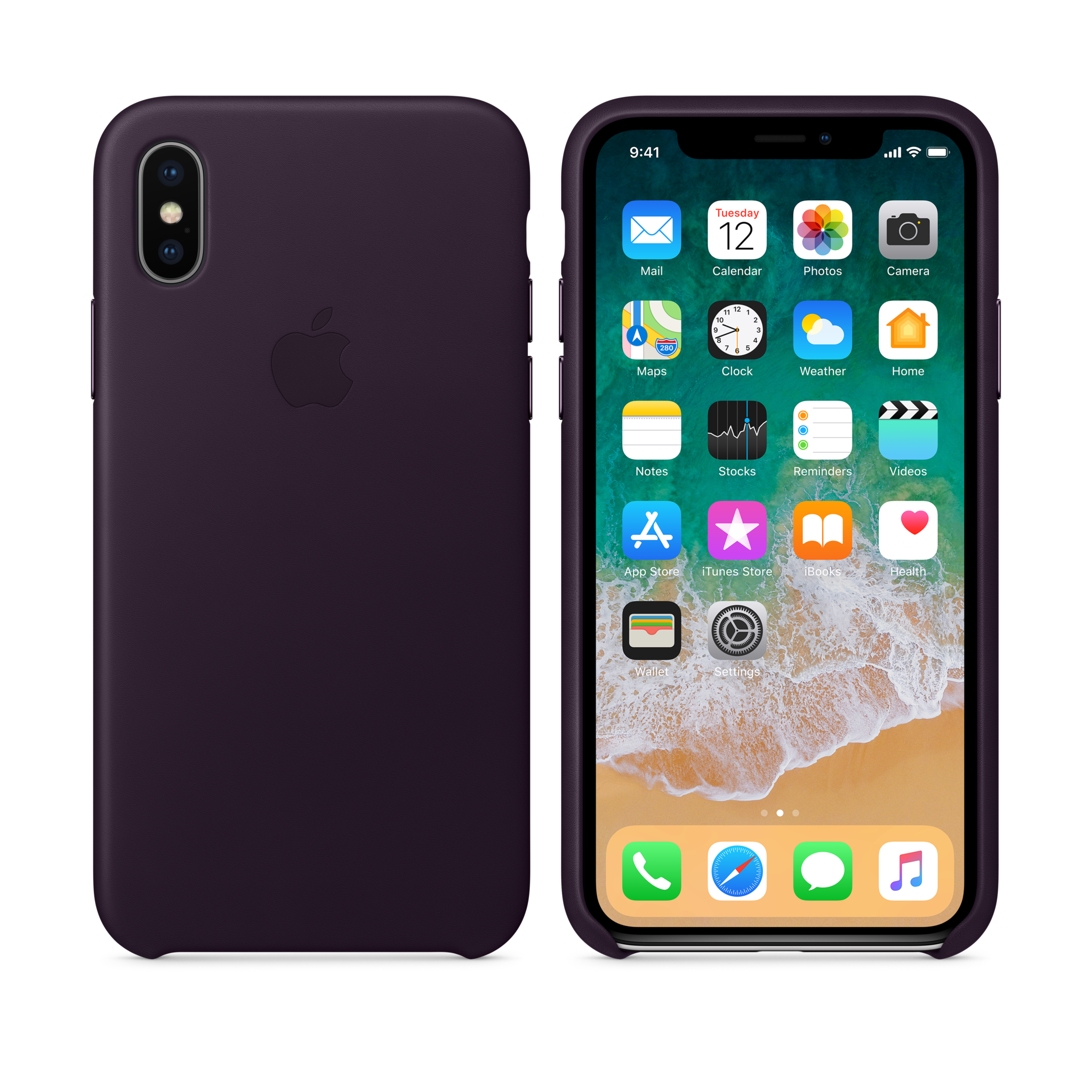 iPhone X Leather Case — Dark Aubergine