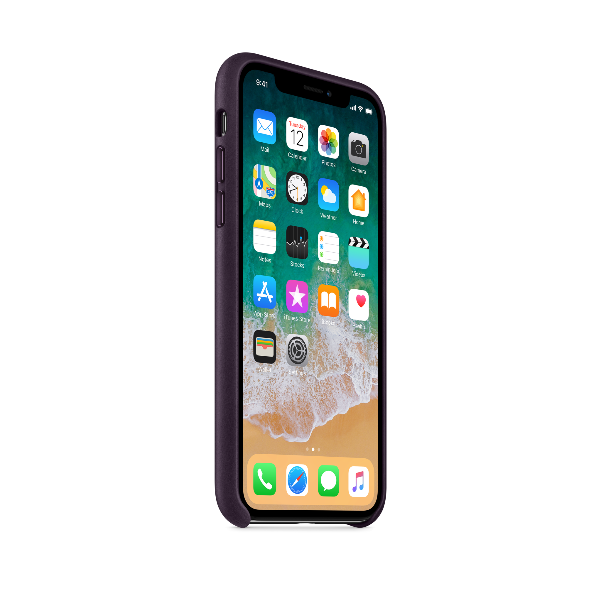iPhone X Leather Case — Dark Aubergine