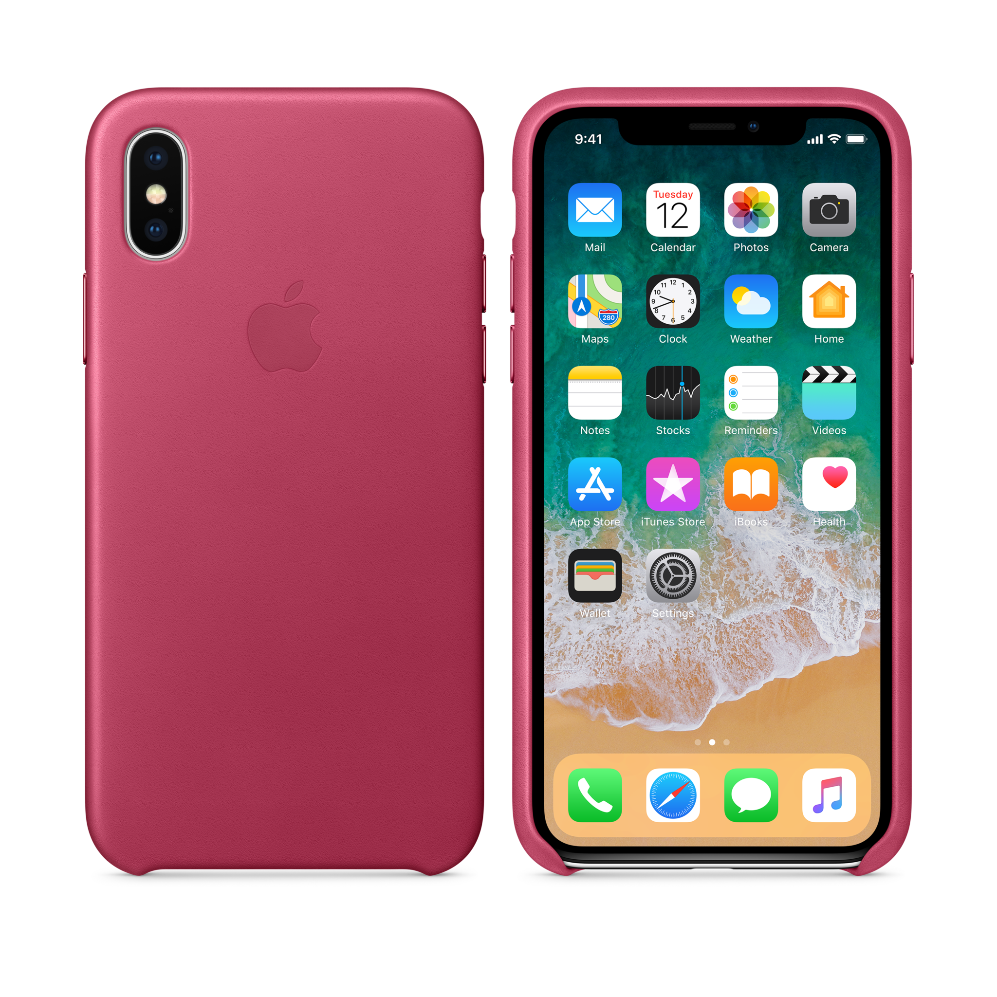 iPhone X Leather Case — Pink Fuchsia