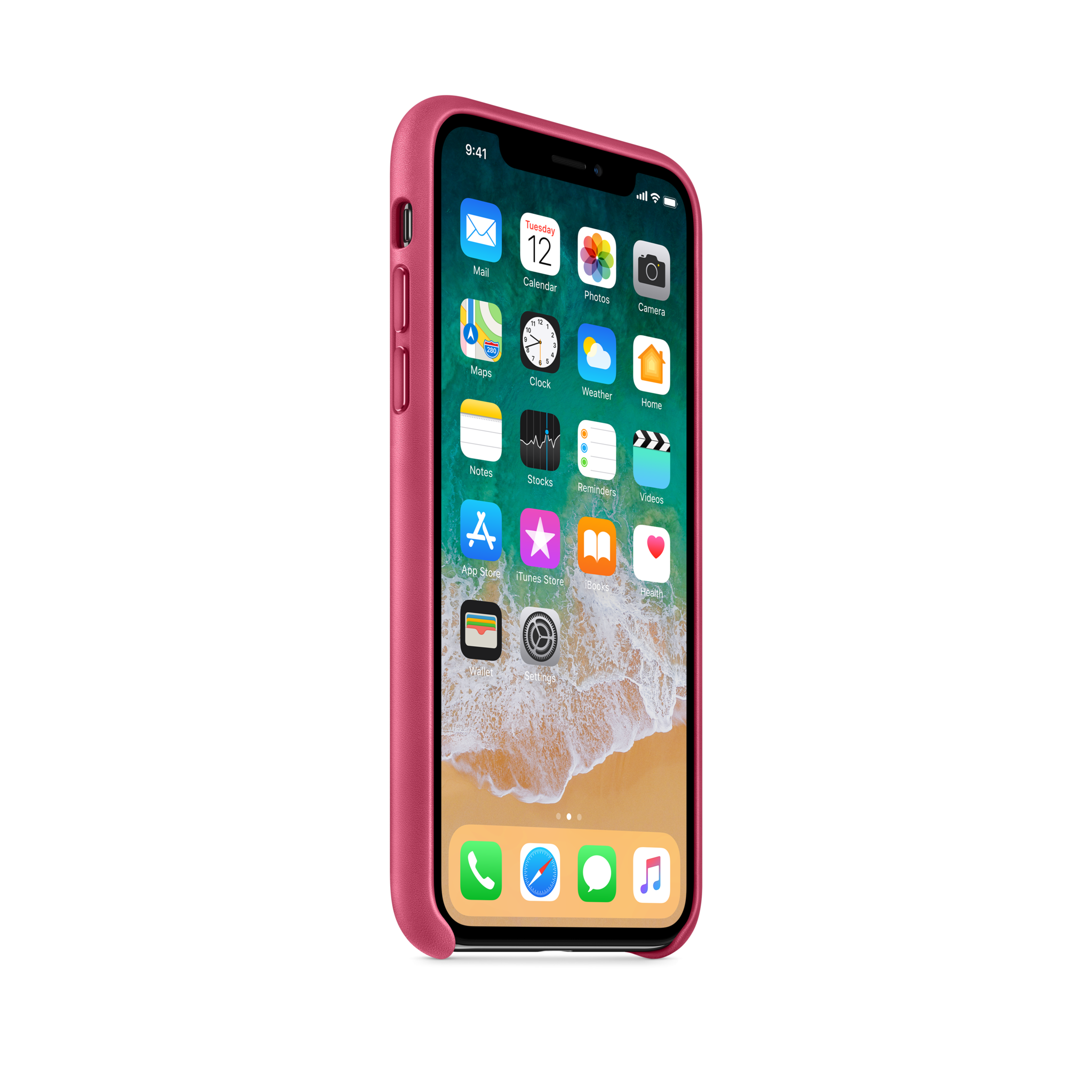 iPhone X Leather Case — Pink Fuchsia