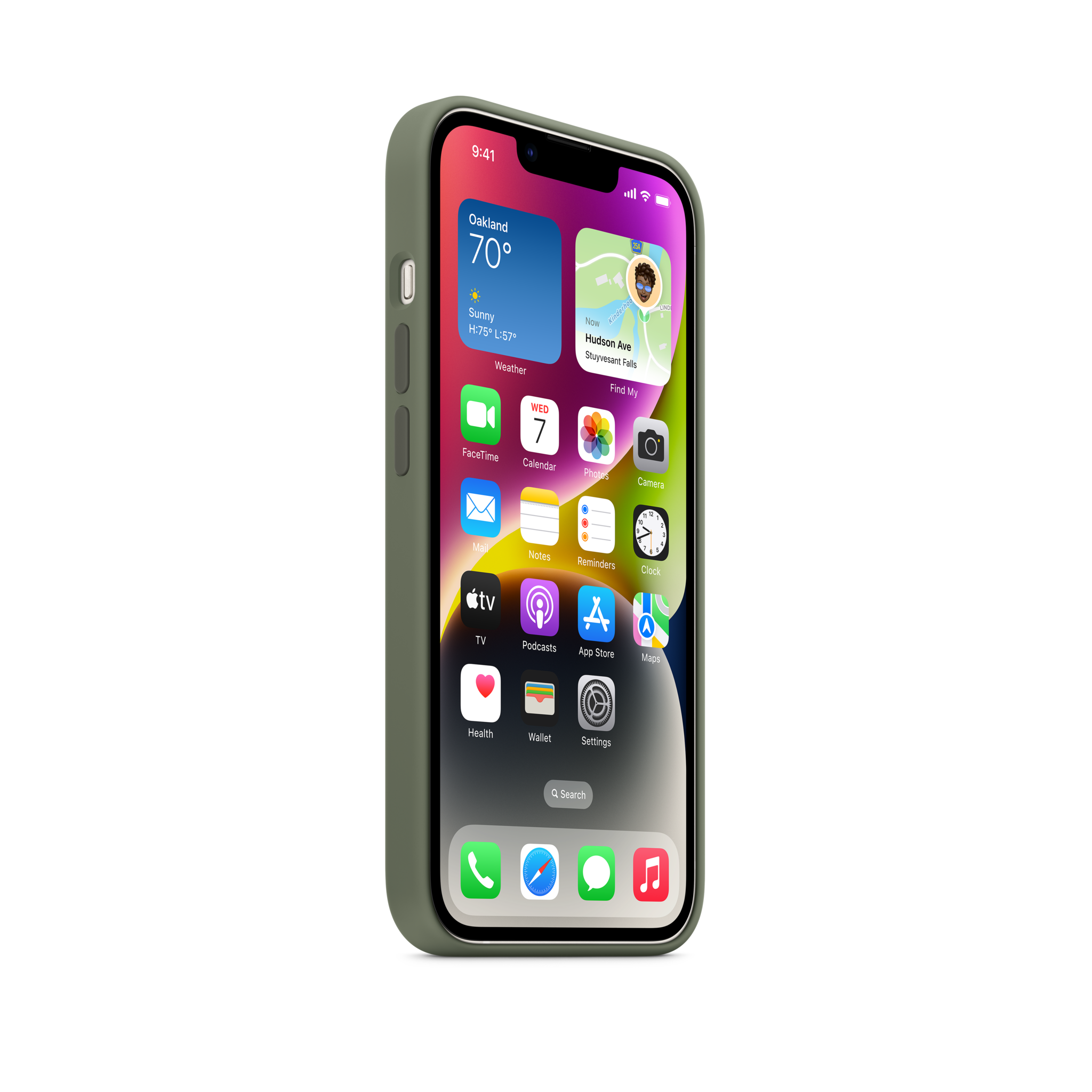 iPhone 14 Silicone Case with MagSafe — Olive