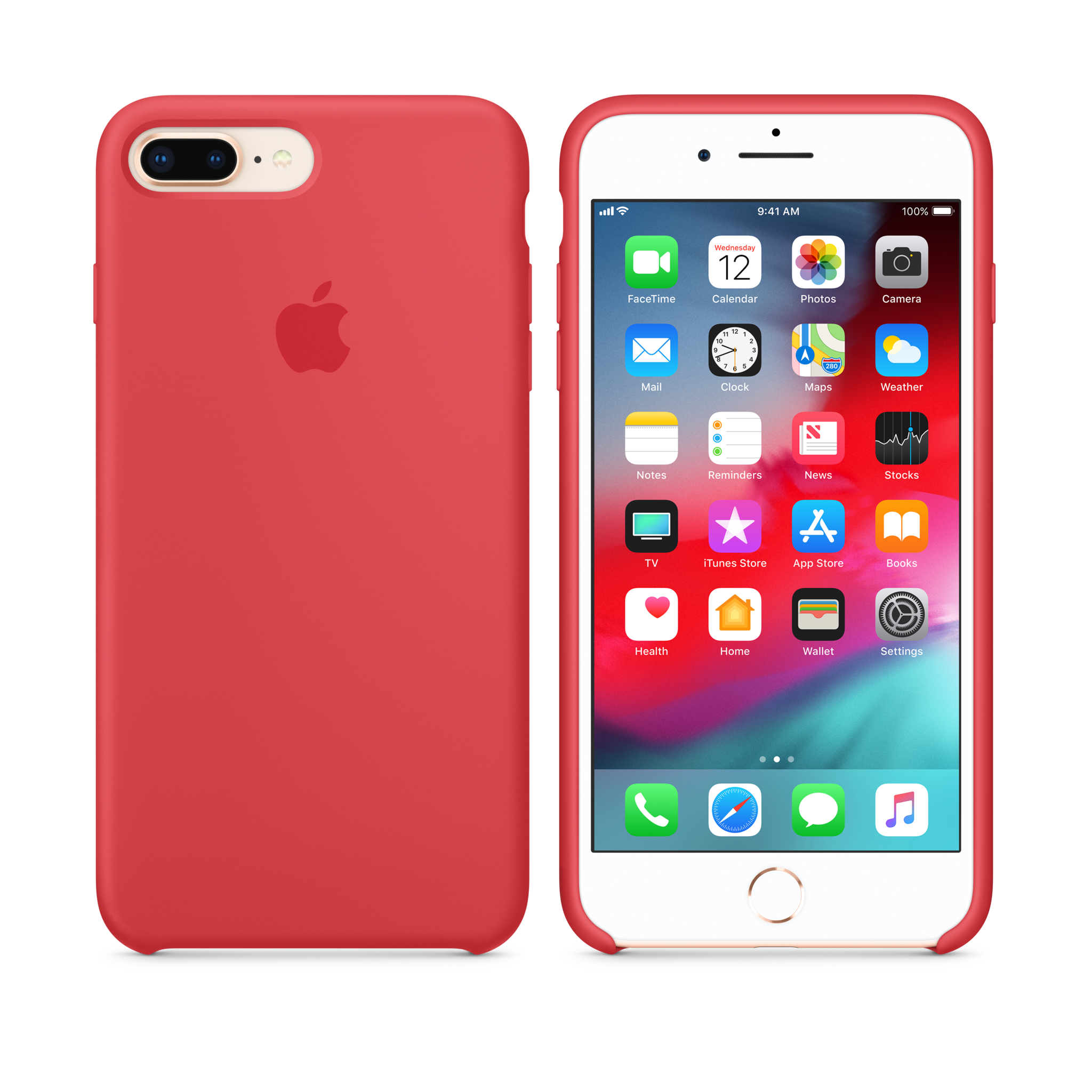 iPhone 8 Plus / 7 Plus Silicone Case — Red Raspberry