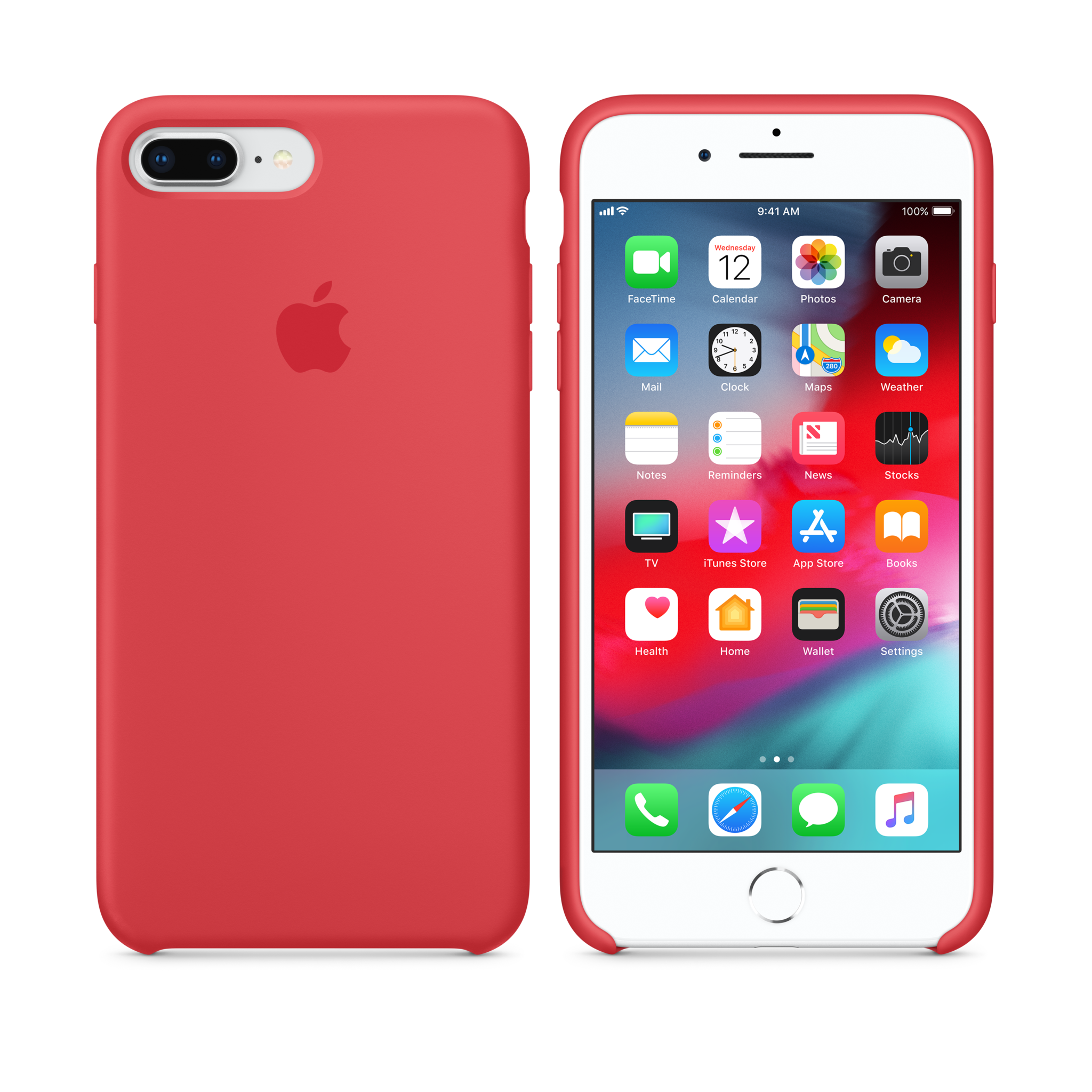 iPhone 8 Plus / 7 Plus Silicone Case — Red Raspberry