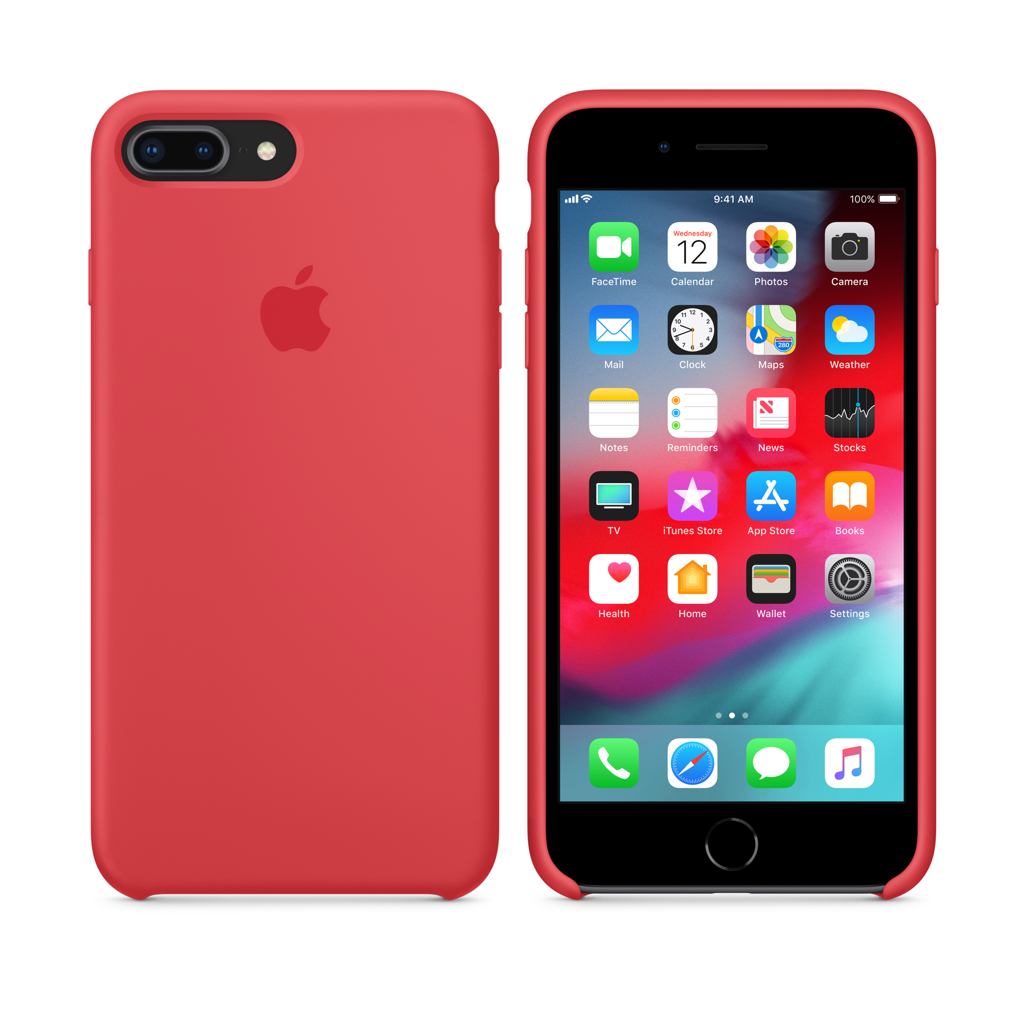 iPhone 8 Plus / 7 Plus Silicone Case — Red Raspberry
