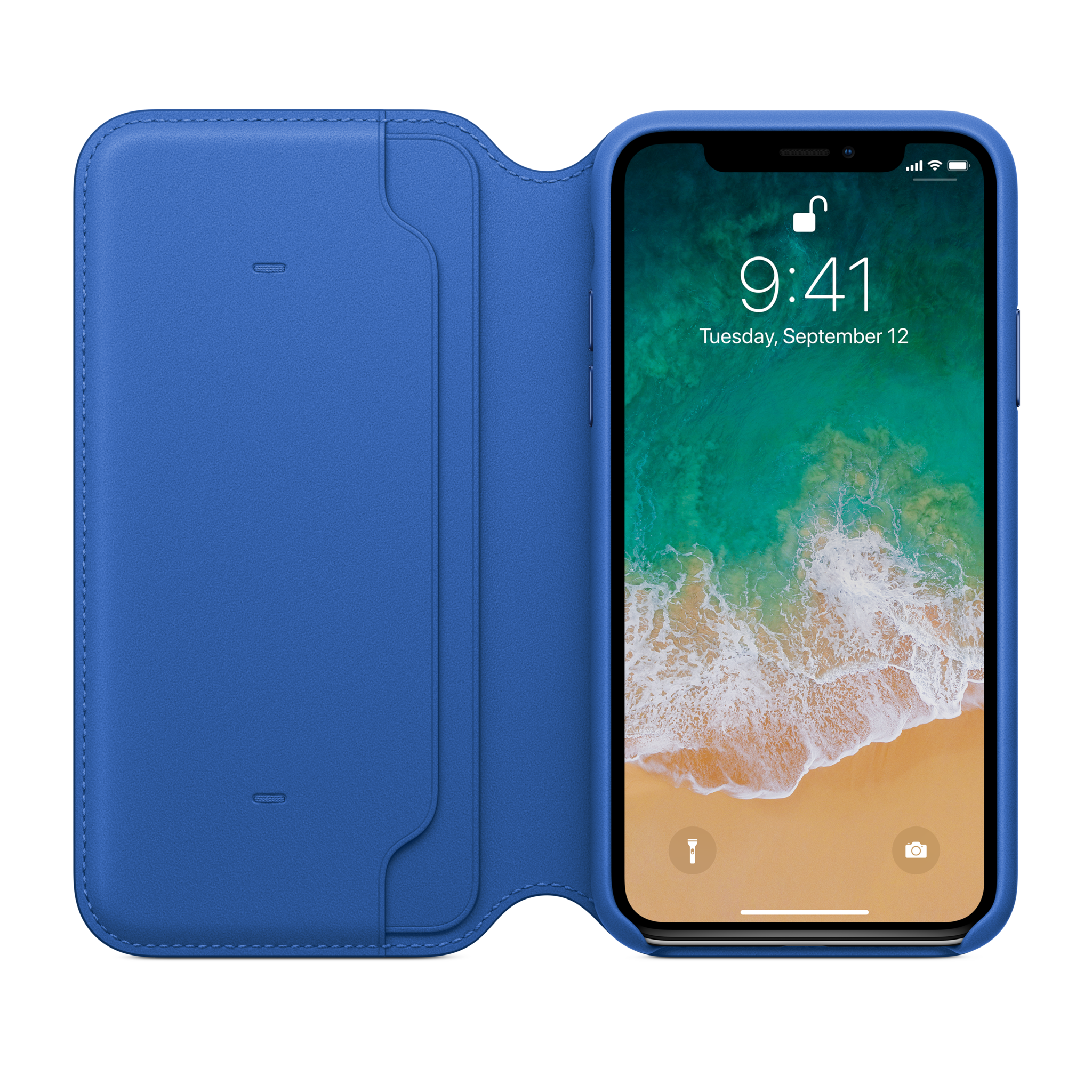 iPhone X Leather Folio — Electric Blue