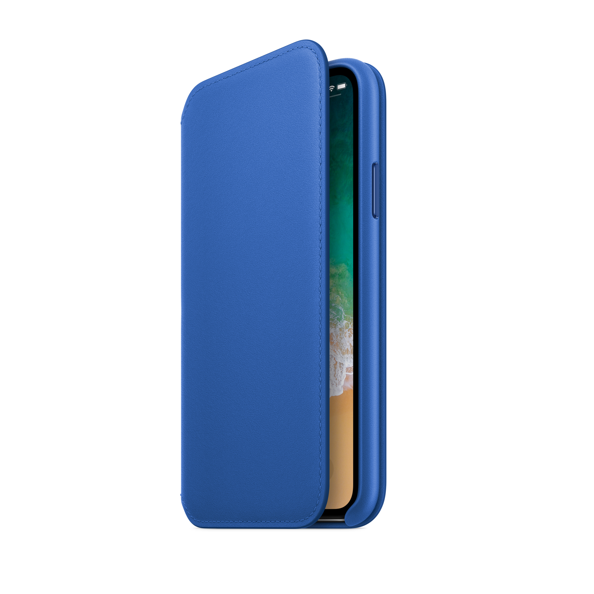 iPhone X Leather Folio — Electric Blue