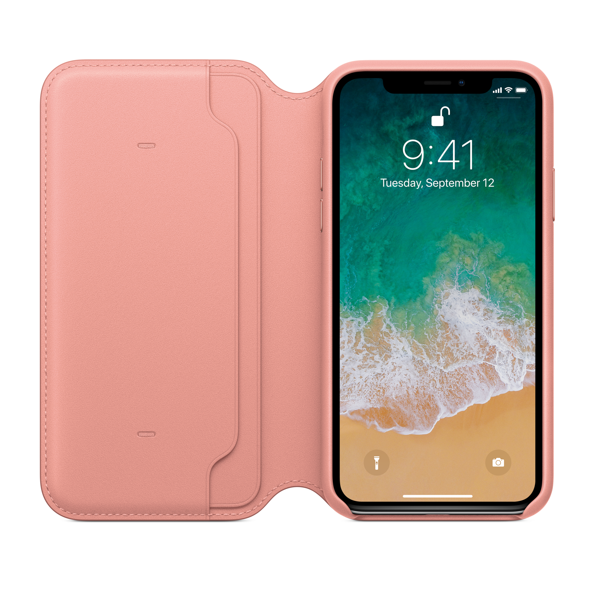 iPhone X Leather Folio — Soft Pink