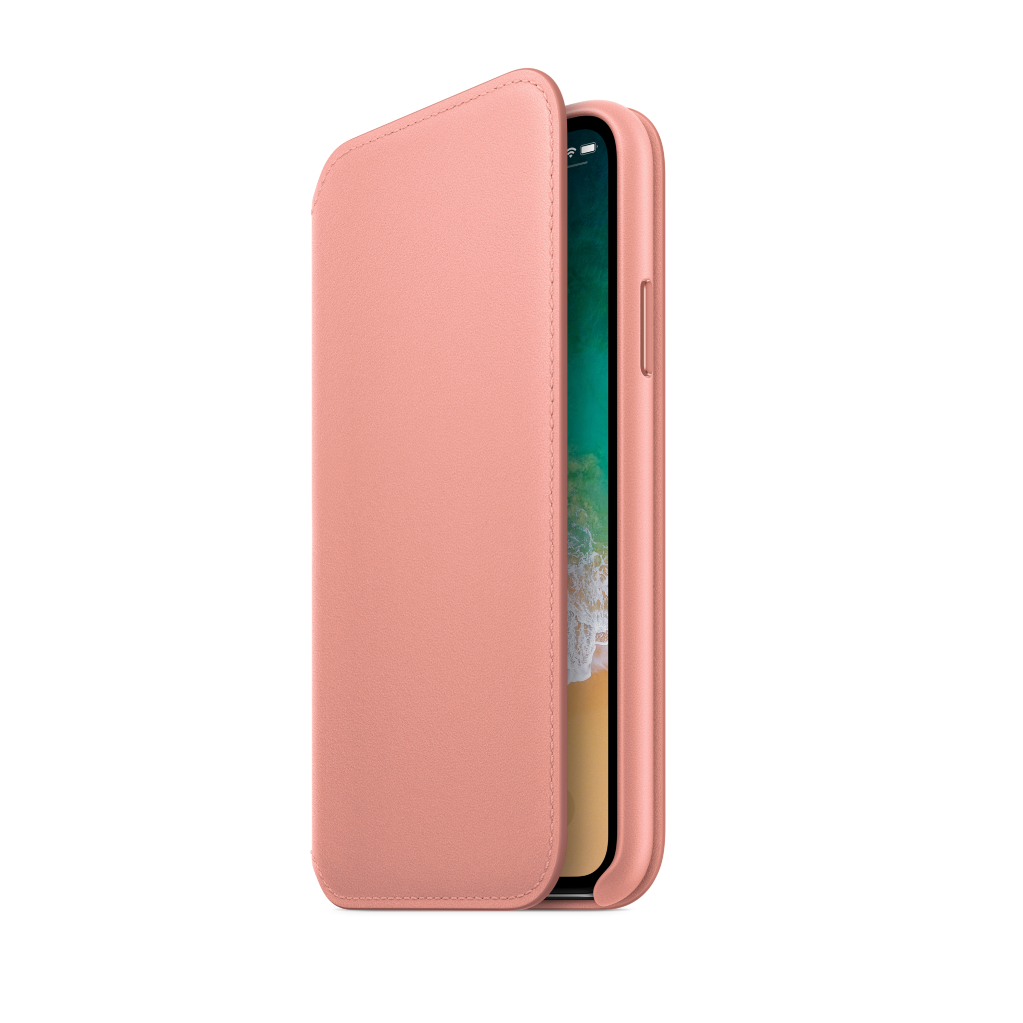iPhone X Leather Folio — Soft Pink