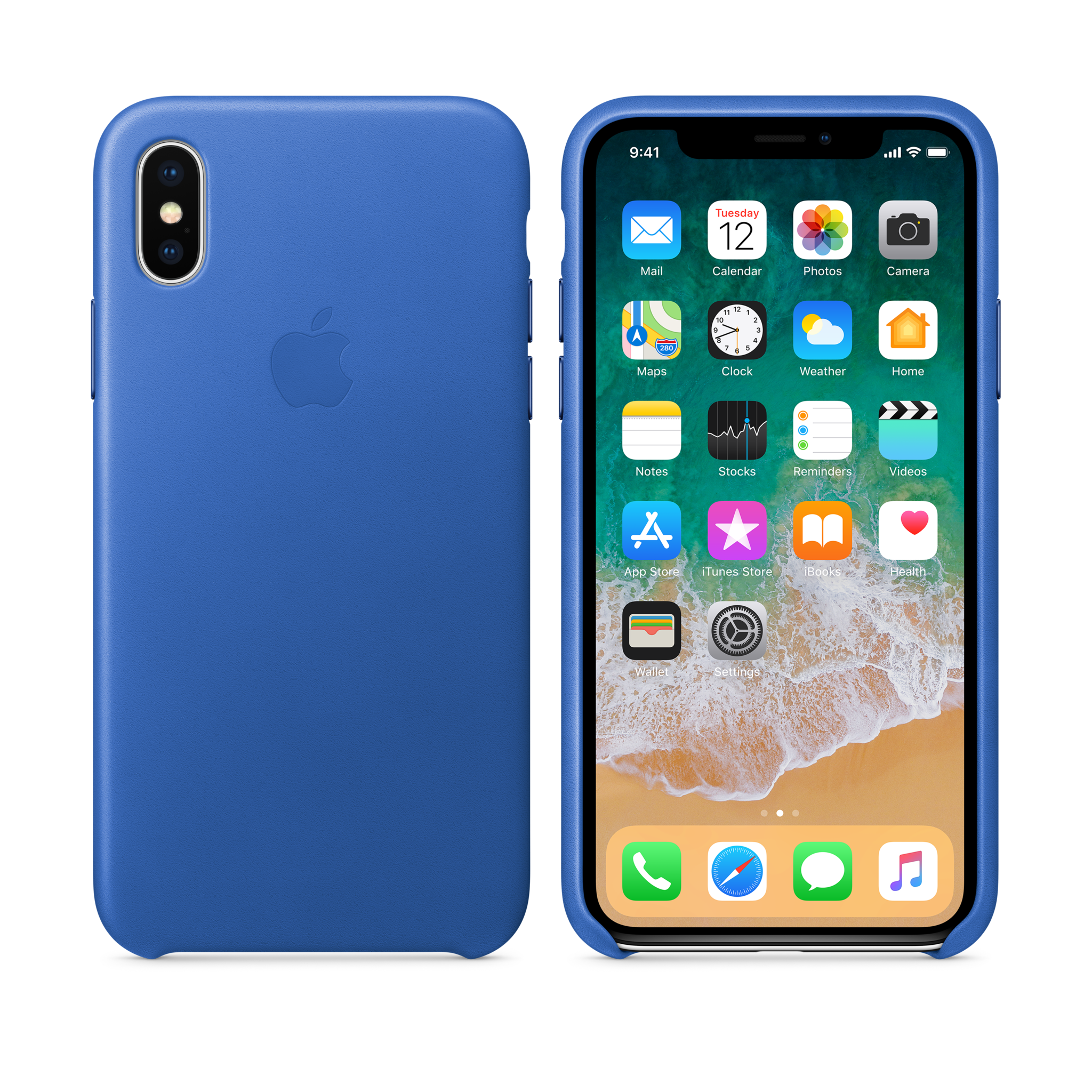 iPhone X Leather Case — Electric Blue