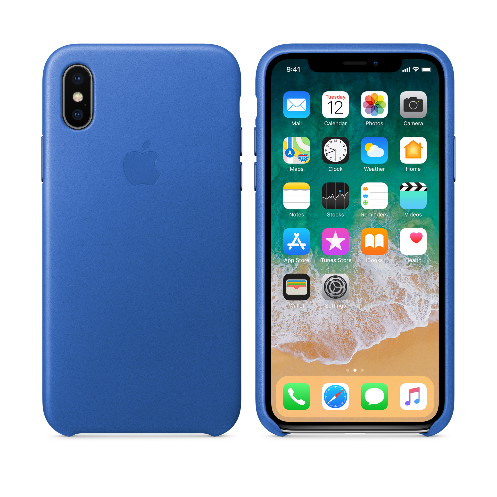 iPhone X Leather Case — Electric Blue