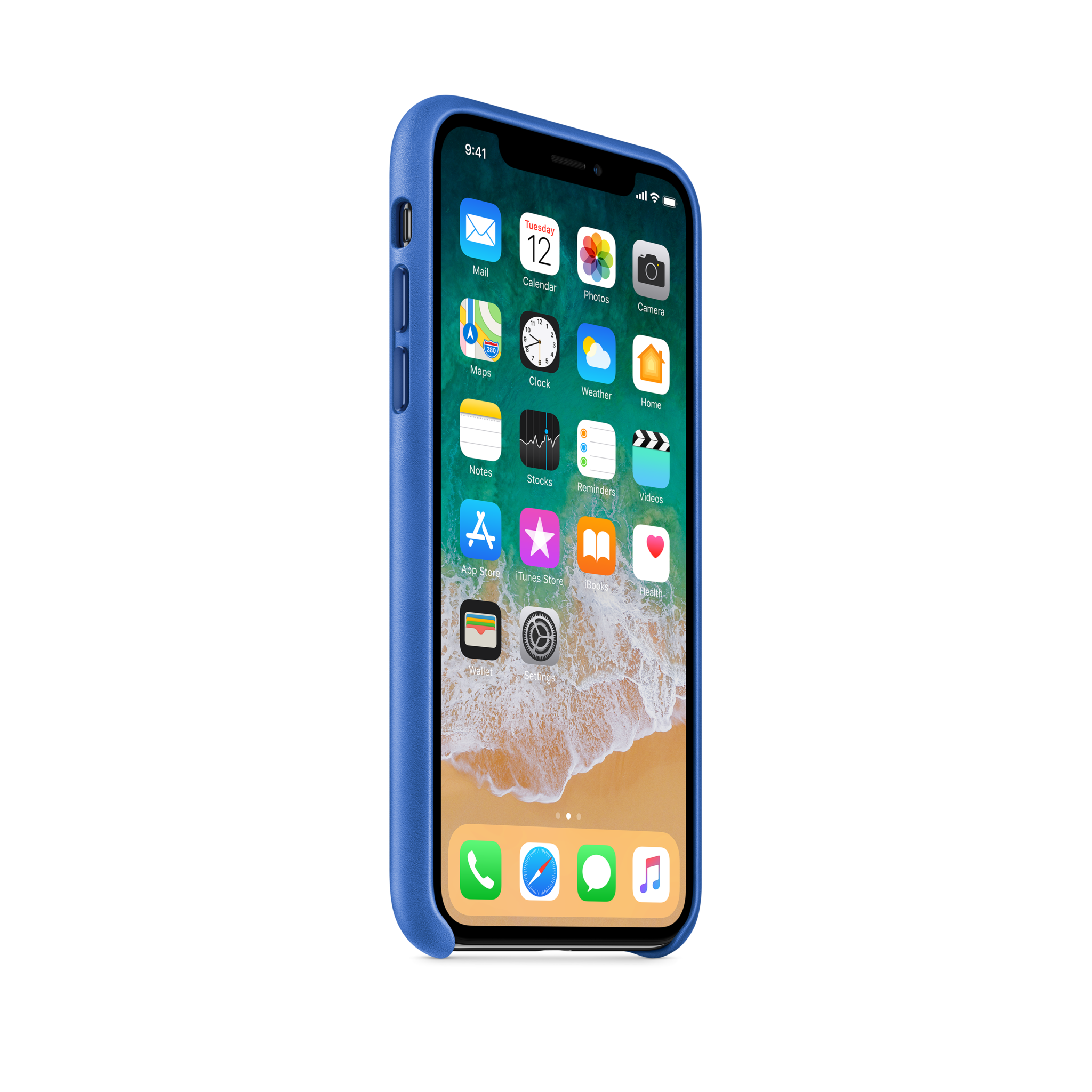 iPhone X Leather Case — Electric Blue