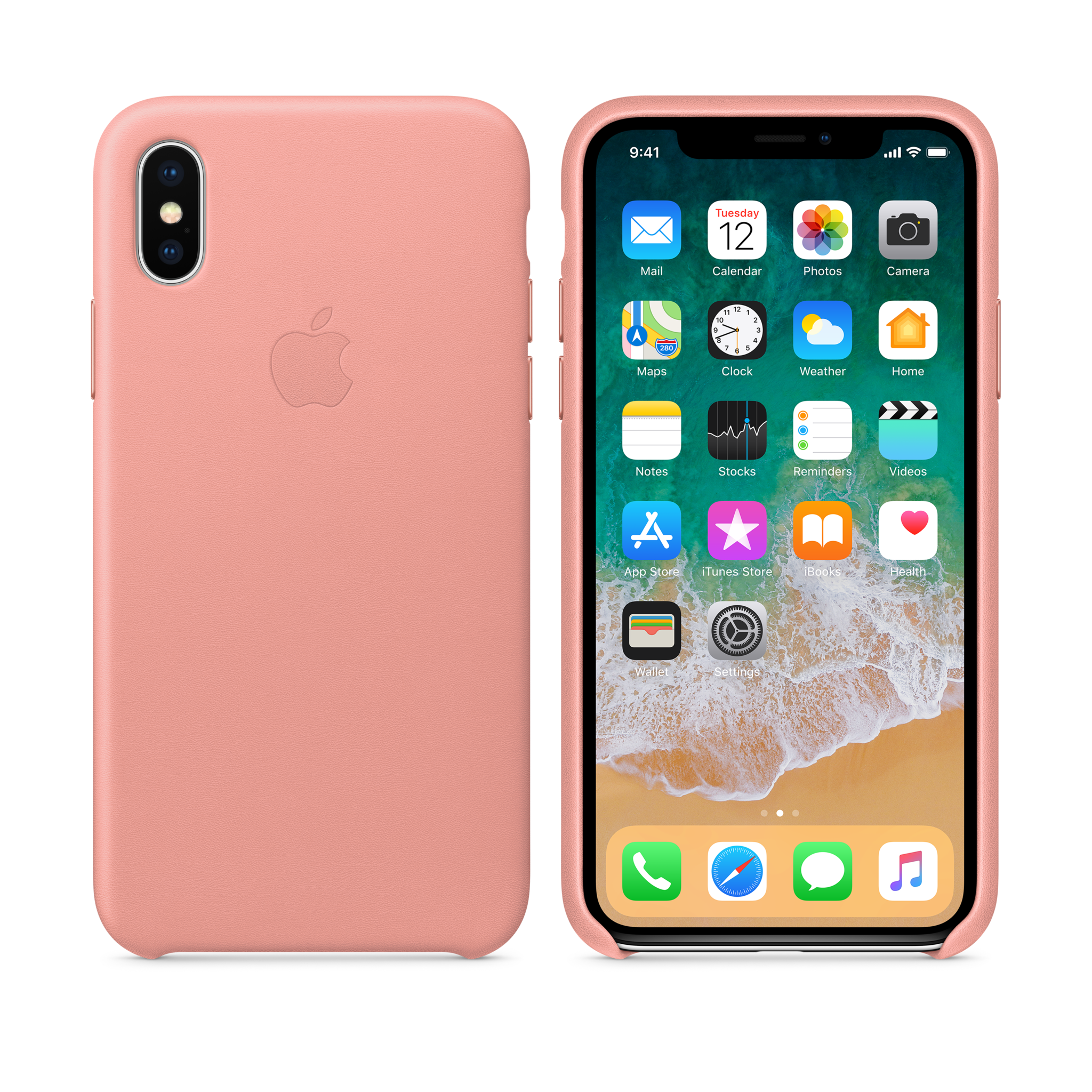 iPhone X Leather Case — Soft Pink