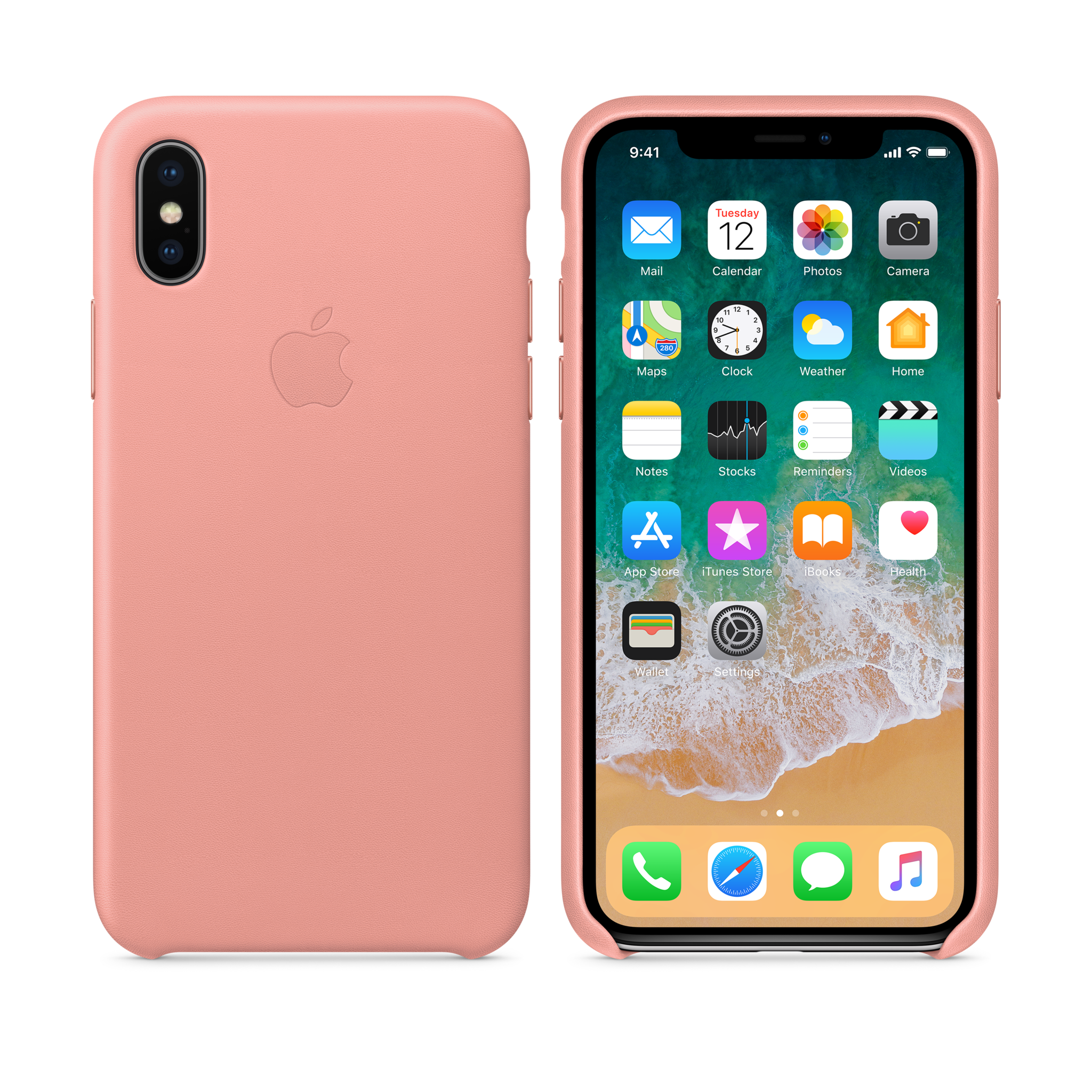 iPhone X Leather Case — Soft Pink