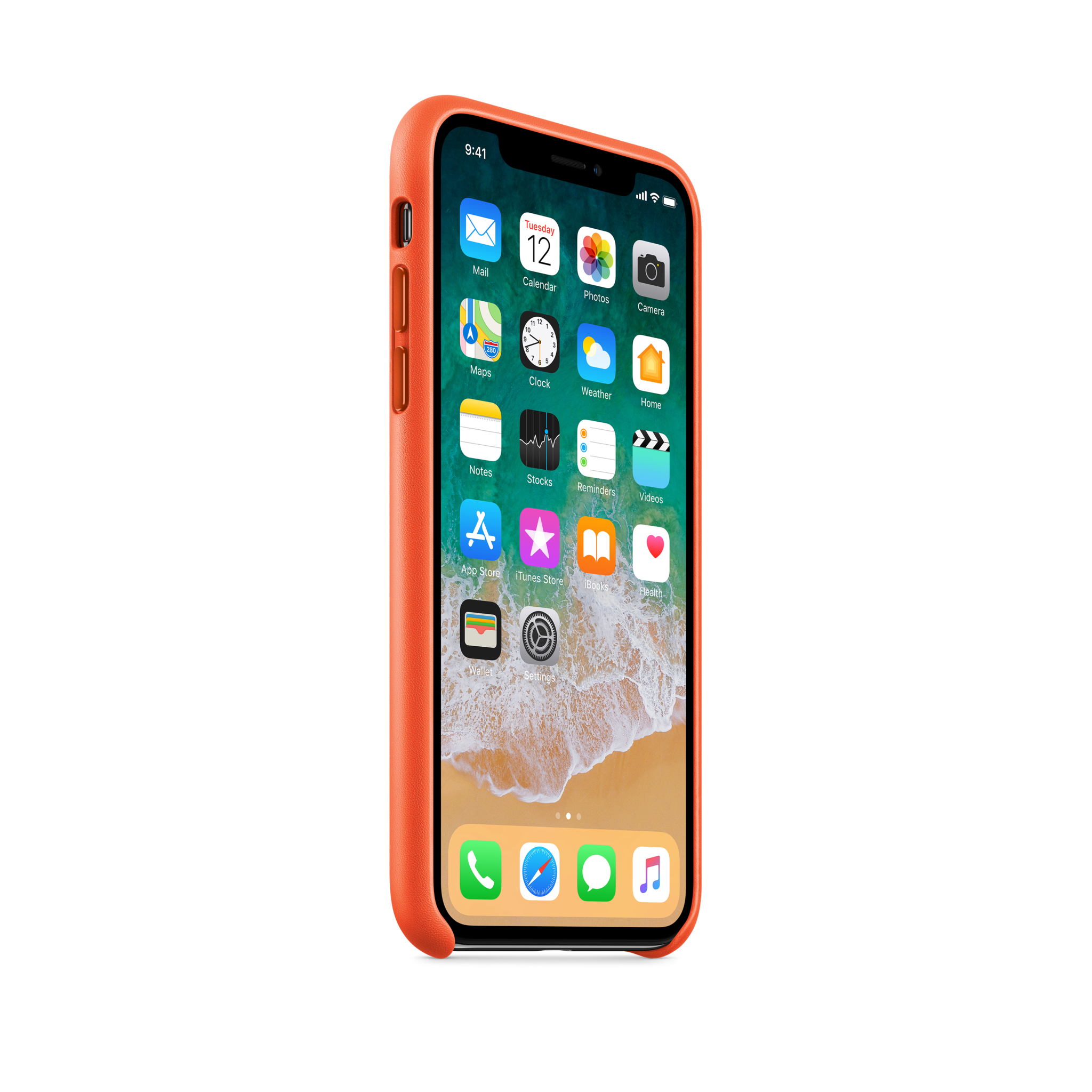 iPhone X Leather Case — Bright Orange